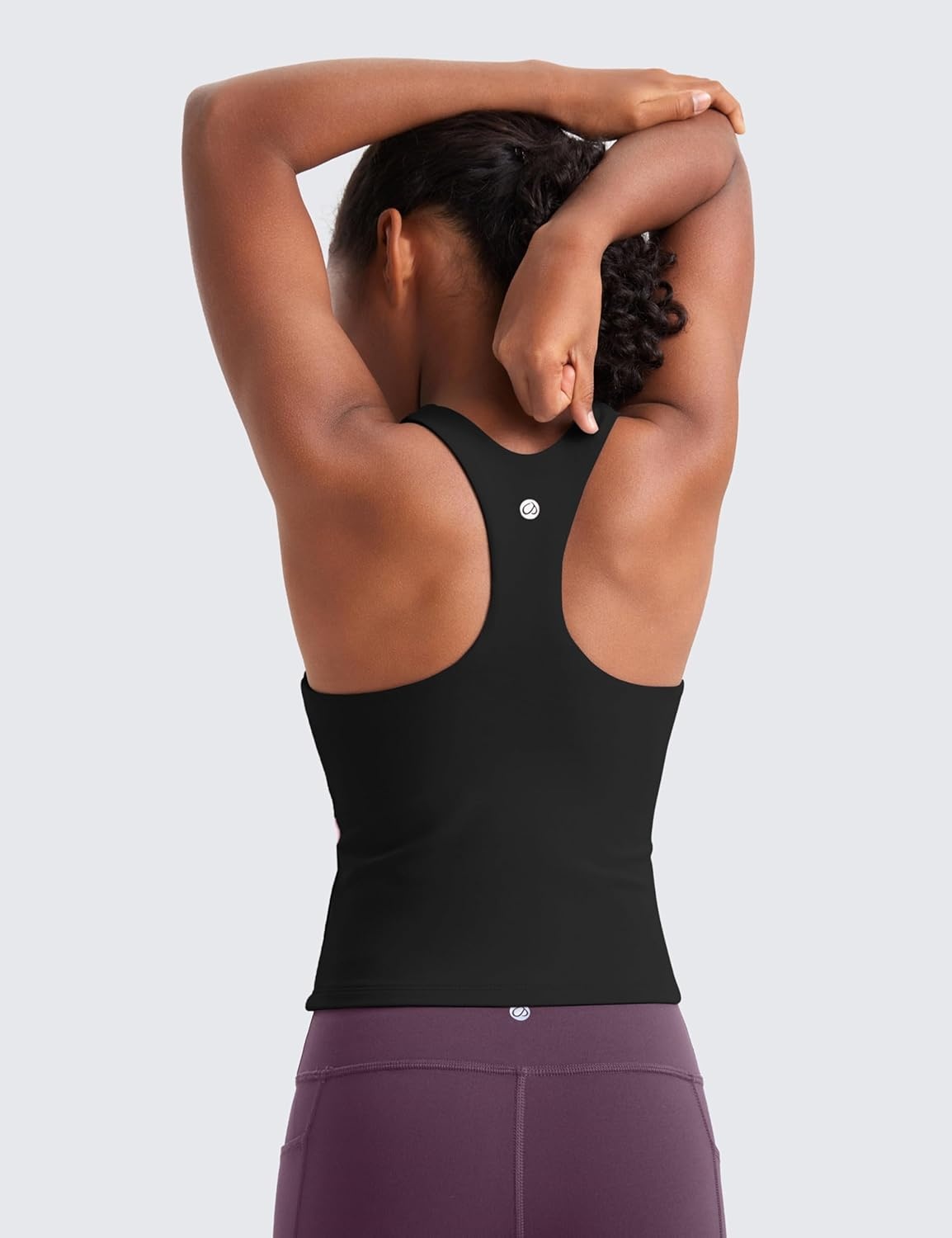 image:imageCRZ YOGA Girls Butterluxe Double Lined Racerback Tank Tops Waist Length High Neck Dance Yoga Athletic Casual Kids TeenBlack