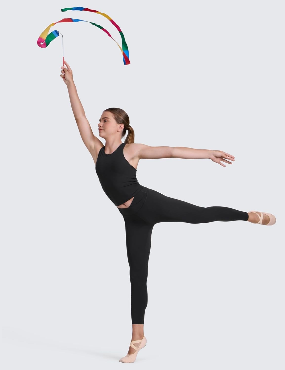 image:imageCRZ YOGA Girls Butterluxe Double Lined Racerback Tank Tops Waist Length High Neck Dance Yoga Athletic Casual Kids TeenBlack