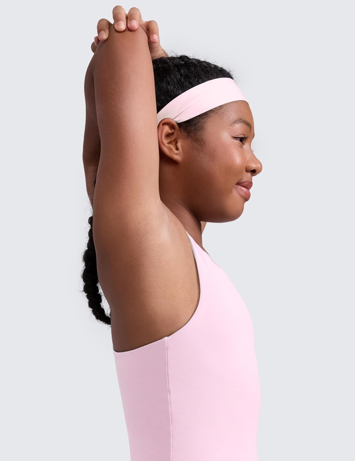 image:imageCRZ YOGA Girls Butterluxe Double Lined Racerback Tank Tops Waist Length High Neck Dance Yoga Athletic Casual Kids TeenPink Peony