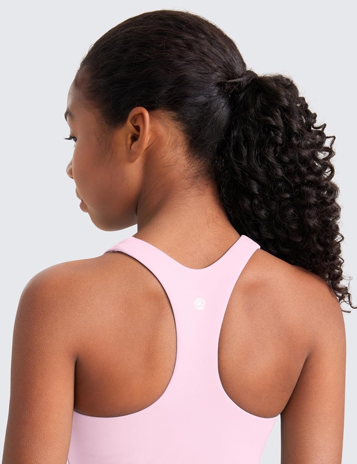 image:imageCRZ YOGA Girls Butterluxe Double Lined Racerback Tank Tops Waist Length High Neck Dance Yoga Athletic Casual Kids TeenPink Peony