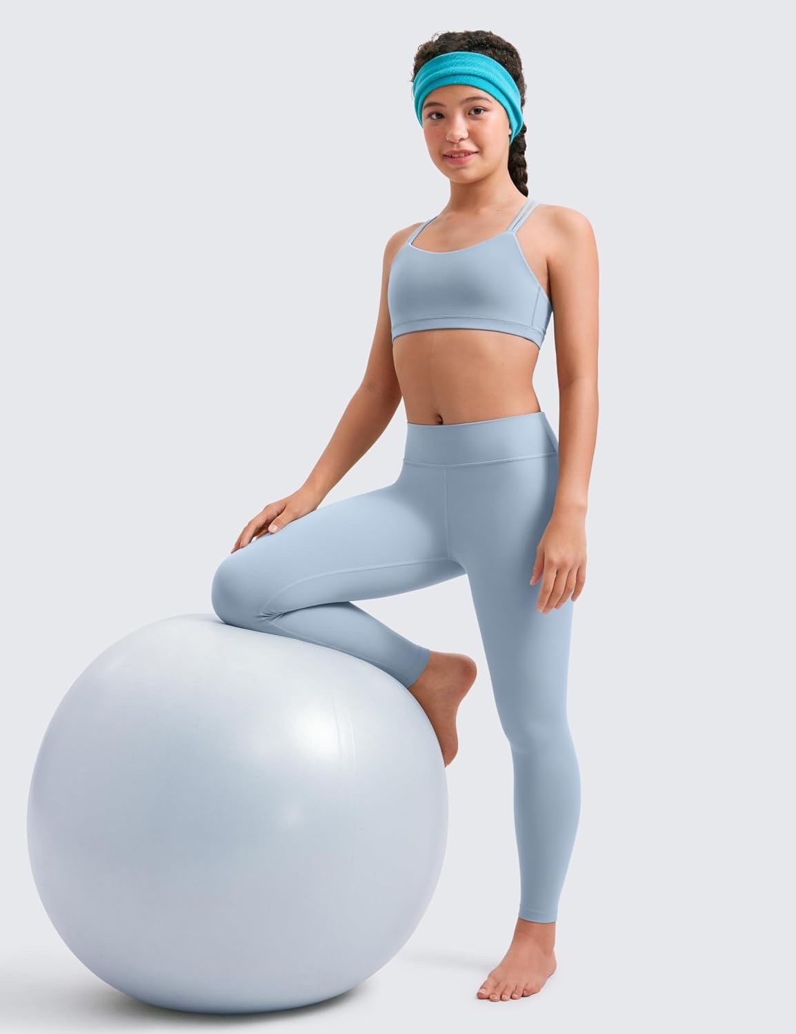 image:imageCRZ YOGA Girls Butterluxe Full Length Yoga Leggings Athletic Sports Casual Pants High Waist Tights Kids TeenCambric Blue