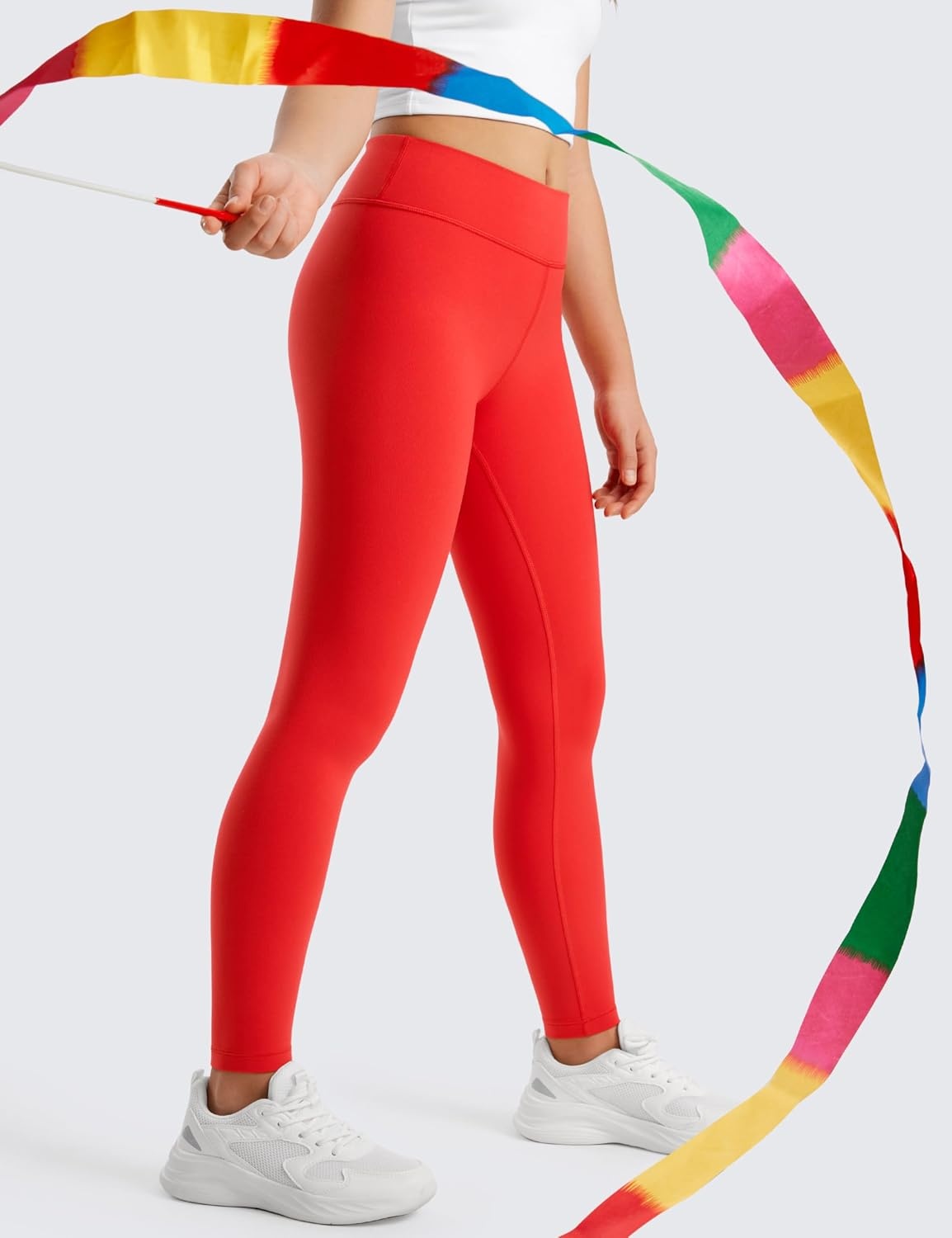 image:imageCRZ YOGA Girls Butterluxe Full Length Yoga Leggings Athletic Sports Casual Pants High Waist Tights Kids TeenDeep Red