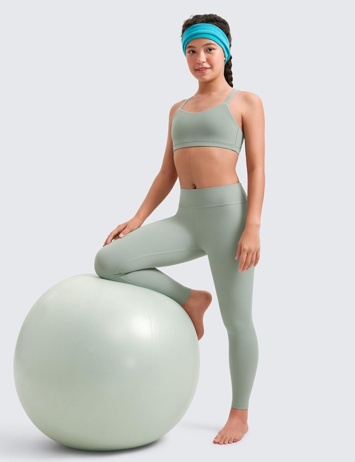 image:imageCRZ YOGA Girls Butterluxe Full Length Yoga Leggings Athletic Sports Casual Pants High Waist Tights Kids TeenGreen Palm Court