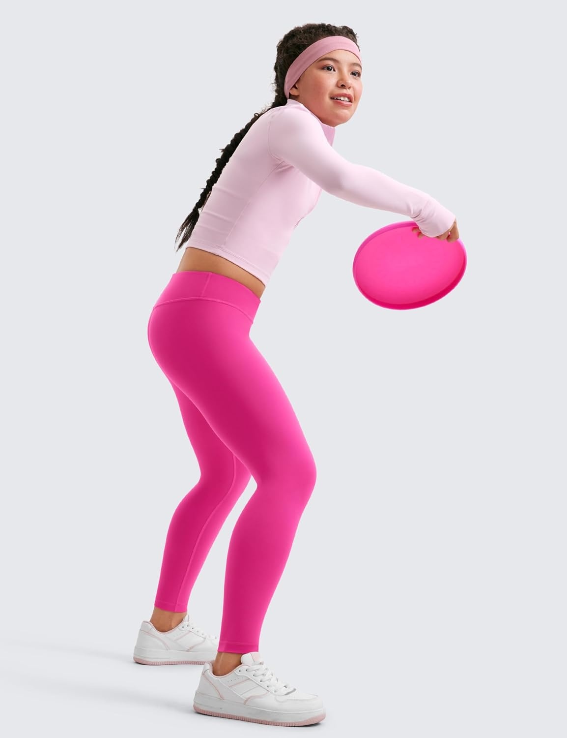 image:imageCRZ YOGA Girls Butterluxe Full Length Yoga Leggings Athletic Sports Casual Pants High Waist Tights Kids TeenHibiscus Purple