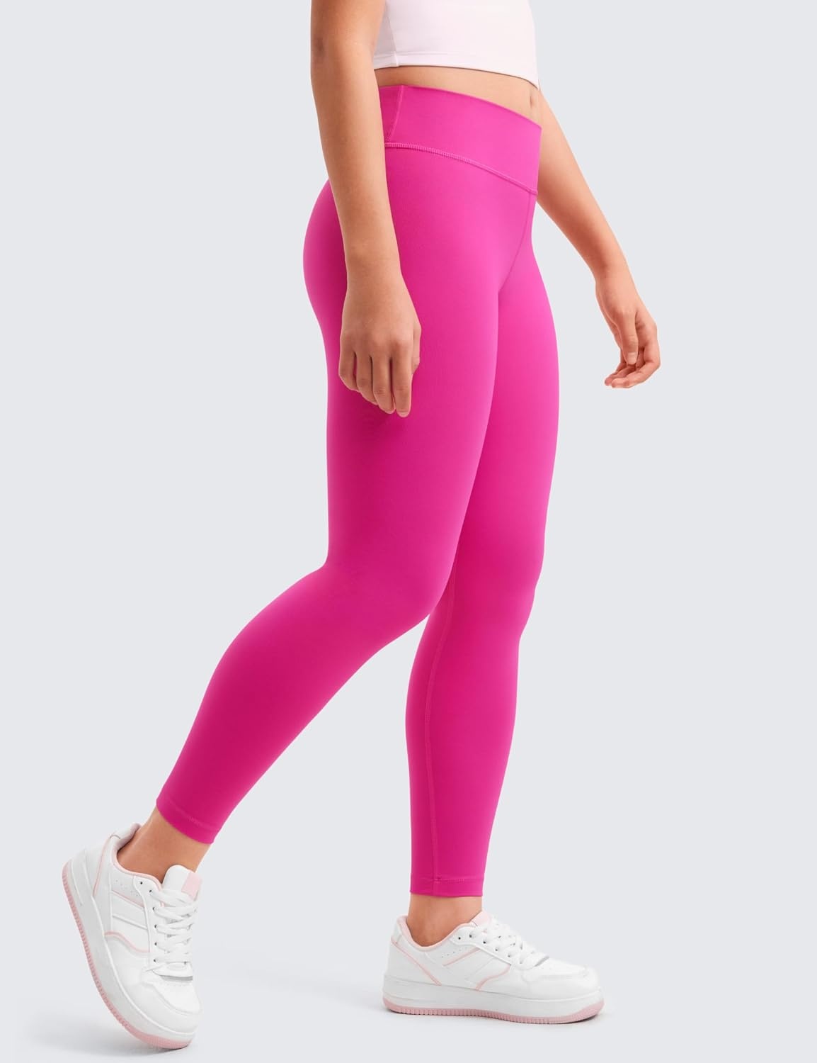 image:imageCRZ YOGA Girls Butterluxe Full Length Yoga Leggings Athletic Sports Casual Pants High Waist Tights Kids TeenHibiscus Purple