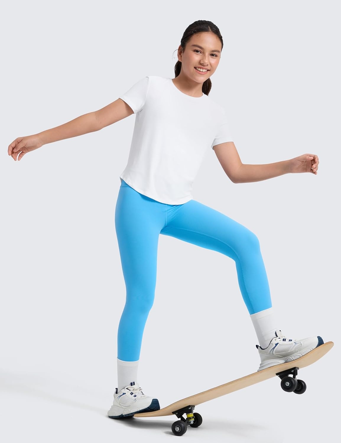 image:imageCRZ YOGA Girls Butterluxe Full Length Yoga Leggings Athletic Sports Casual Pants High Waist Tights Kids TeenKayak Blue