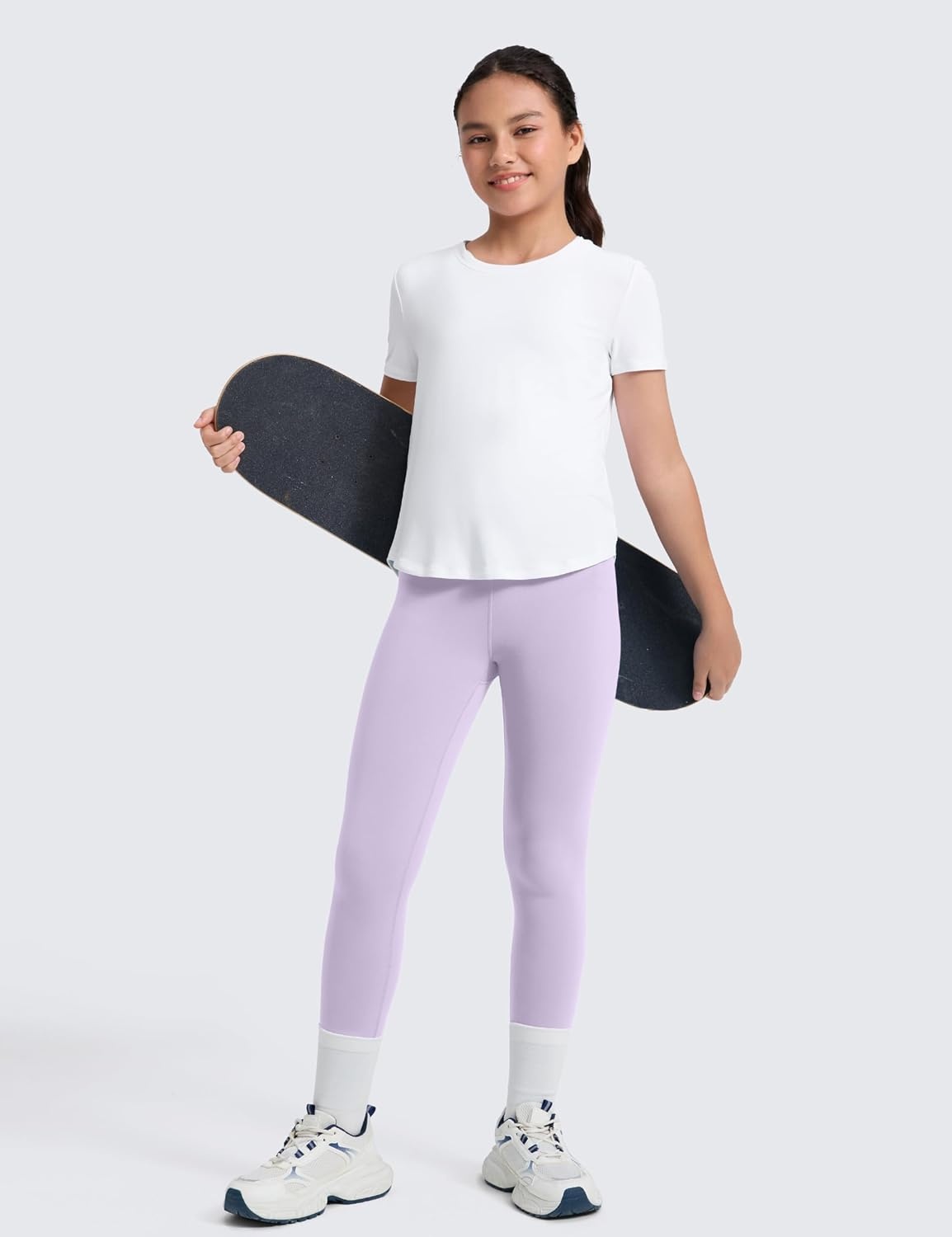 image:imageCRZ YOGA Girls Butterluxe Full Length Yoga Leggings Athletic Sports Casual Pants High Waist Tights Kids TeenLilac Air