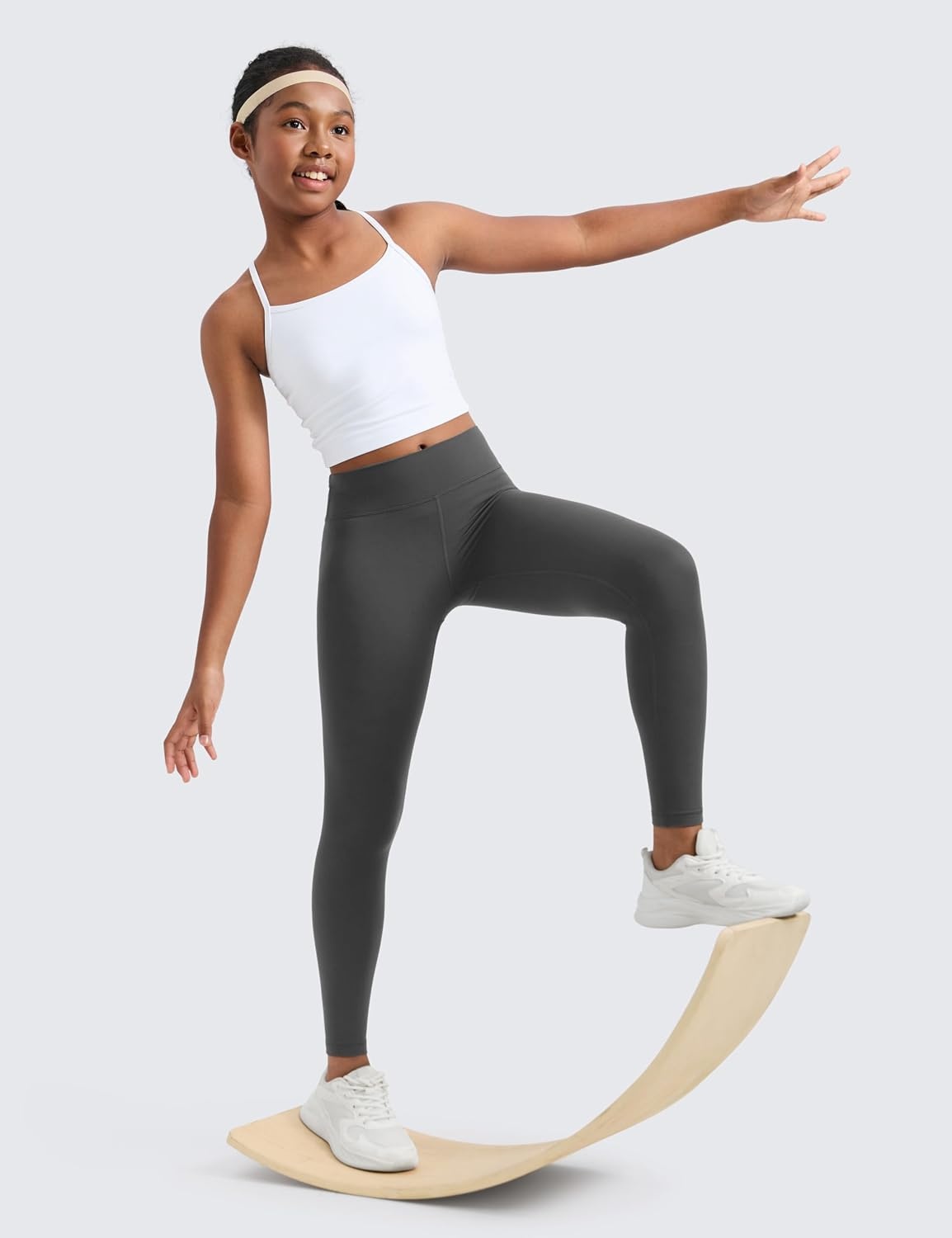 image:imageCRZ YOGA Girls Butterluxe Full Length Yoga Leggings Athletic Sports Casual Pants High Waist Tights Kids TeenMysterious Grey