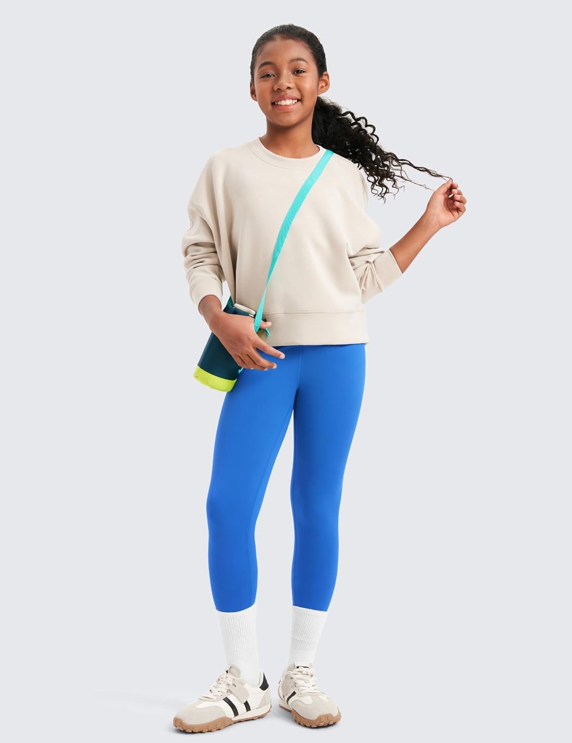 image:imageCRZ YOGA Girls Butterluxe Full Length Yoga Leggings Athletic Sports Casual Pants High Waist Tights Kids TeenSparkle Blue