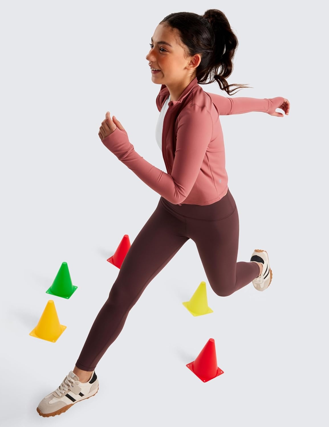 image:imageCRZ YOGA Girls Butterluxe Full Length Yoga Leggings Athletic Sports Casual Pants High Waist Tights Kids TeenTaupe
