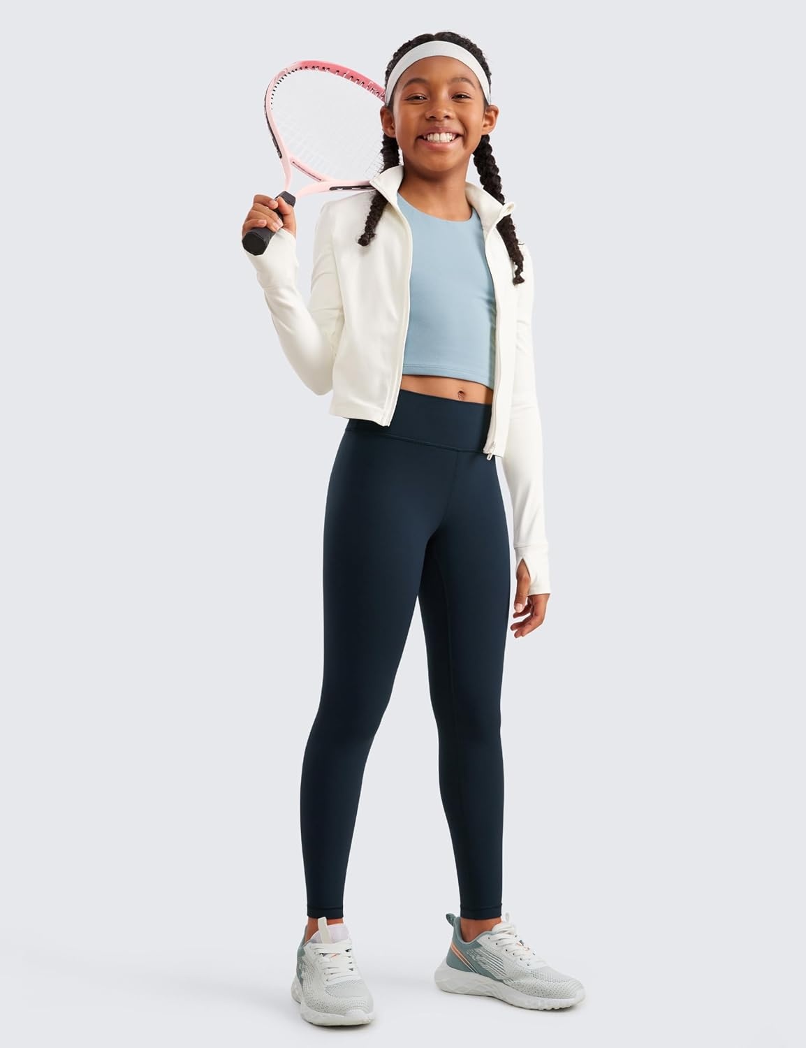 image:imageCRZ YOGA Girls Butterluxe Full Length Yoga Leggings Athletic Sports Casual Pants High Waist Tights Kids TeenTwilight Blue