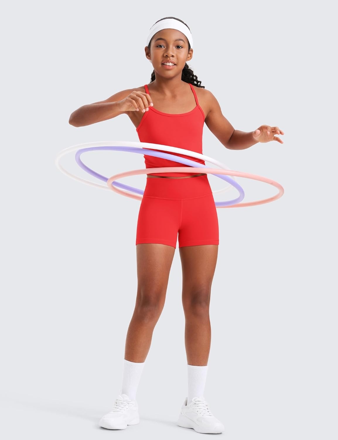 image:imageCRZ YOGA Girls Butterluxe High Waist Athletic Biker Shorts Dance Yoga Casual Kids Teen SummerDeep Red