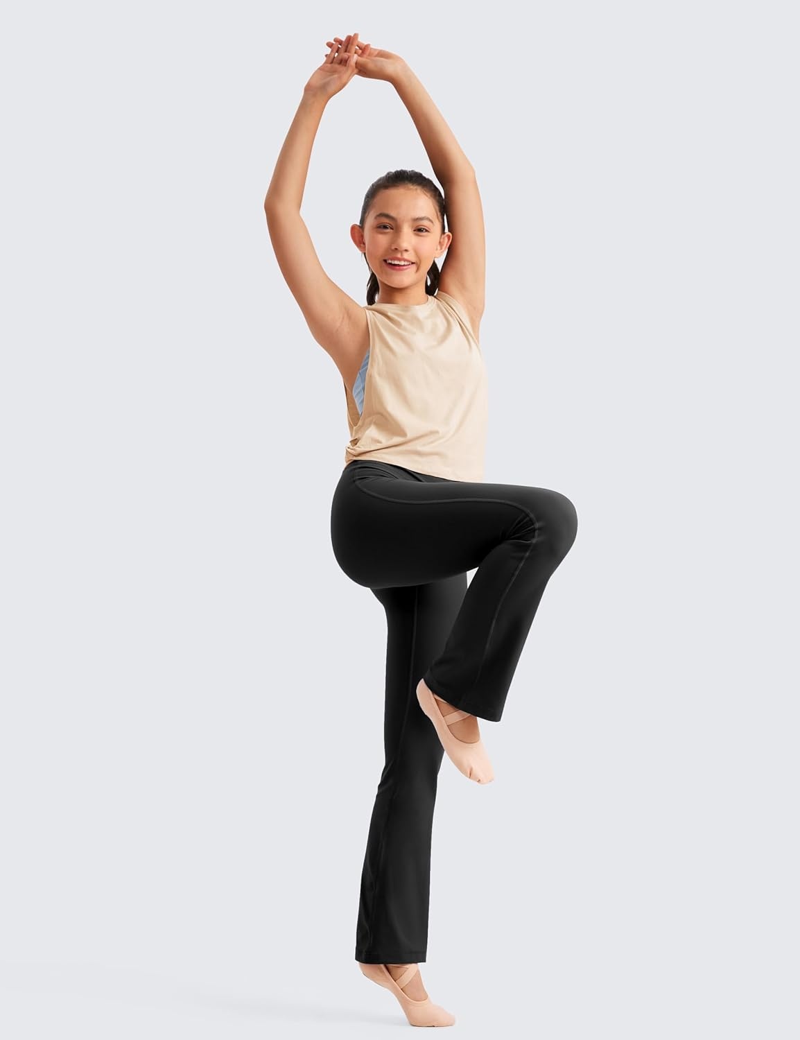 image:imageCRZ YOGA Girls Butterluxe High Waist Yoga Flare Leggings Dance Casual Athletic Pants Bell Bottoms Bootcut Kids TeenBlack