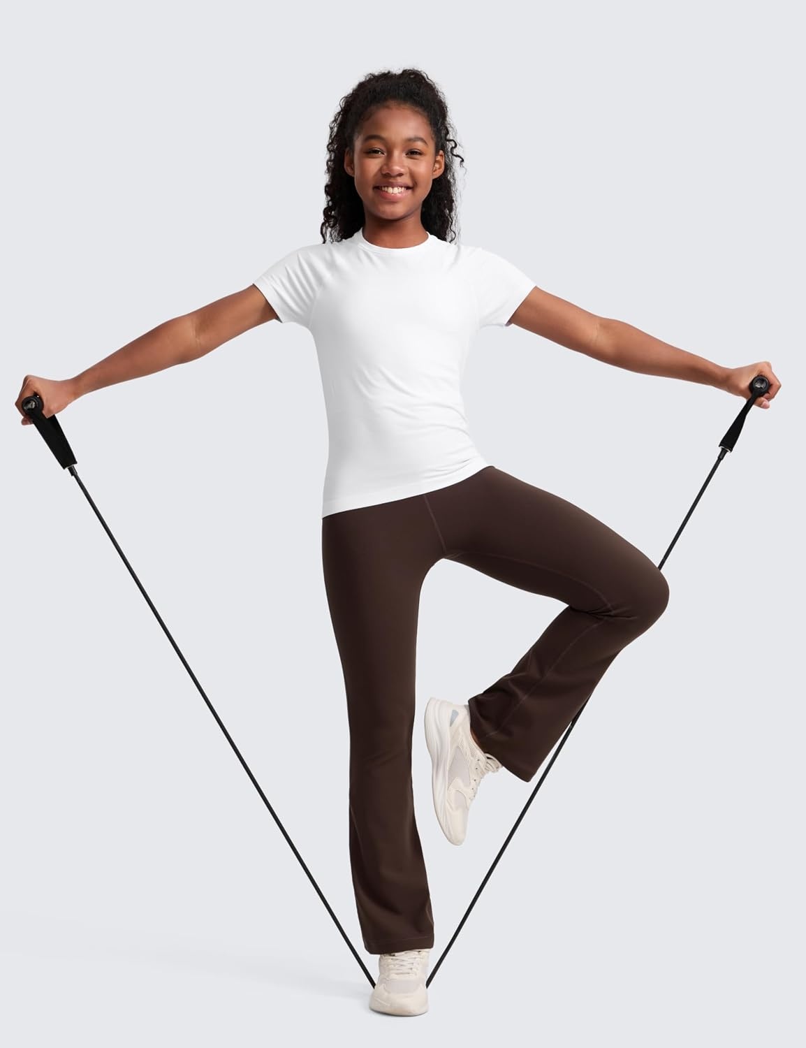 image:imageCRZ YOGA Girls Butterluxe High Waist Yoga Flare Leggings Dance Casual Athletic Pants Bell Bottoms Bootcut Kids TeenHot Fudge Brown