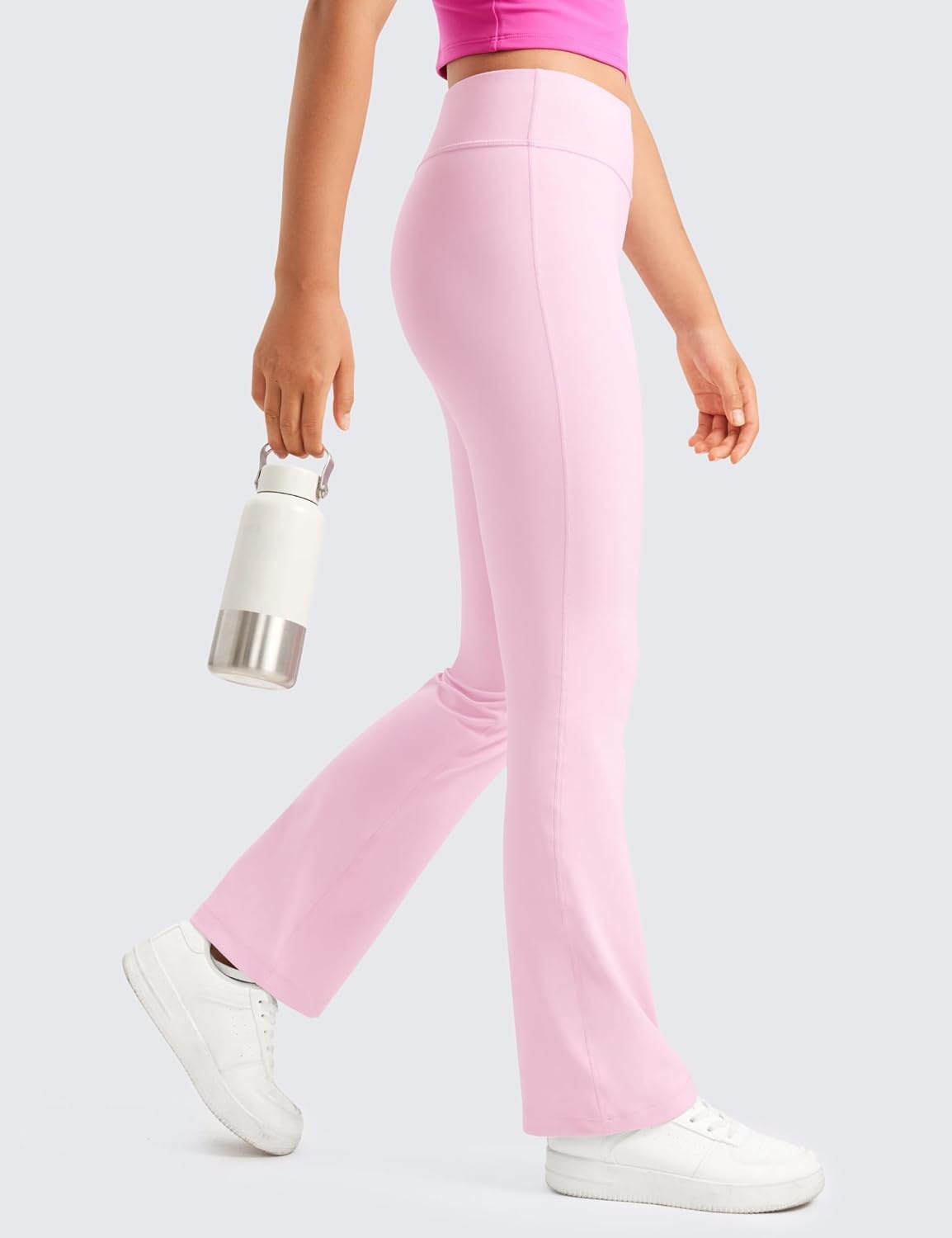 image:imageCRZ YOGA Girls Butterluxe High Waist Yoga Flare Leggings Dance Casual Athletic Pants Bell Bottoms Bootcut Kids TeenPink Peony