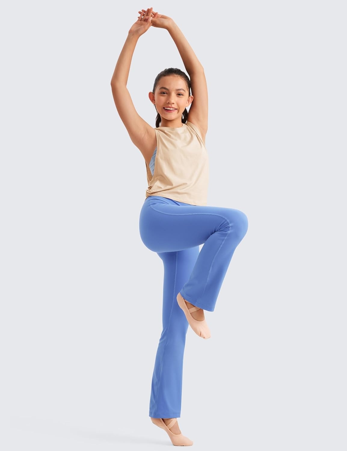 image:imageCRZ YOGA Girls Butterluxe High Waist Yoga Flare Leggings Dance Casual Athletic Pants Bell Bottoms Bootcut Kids TeenWild Indigo