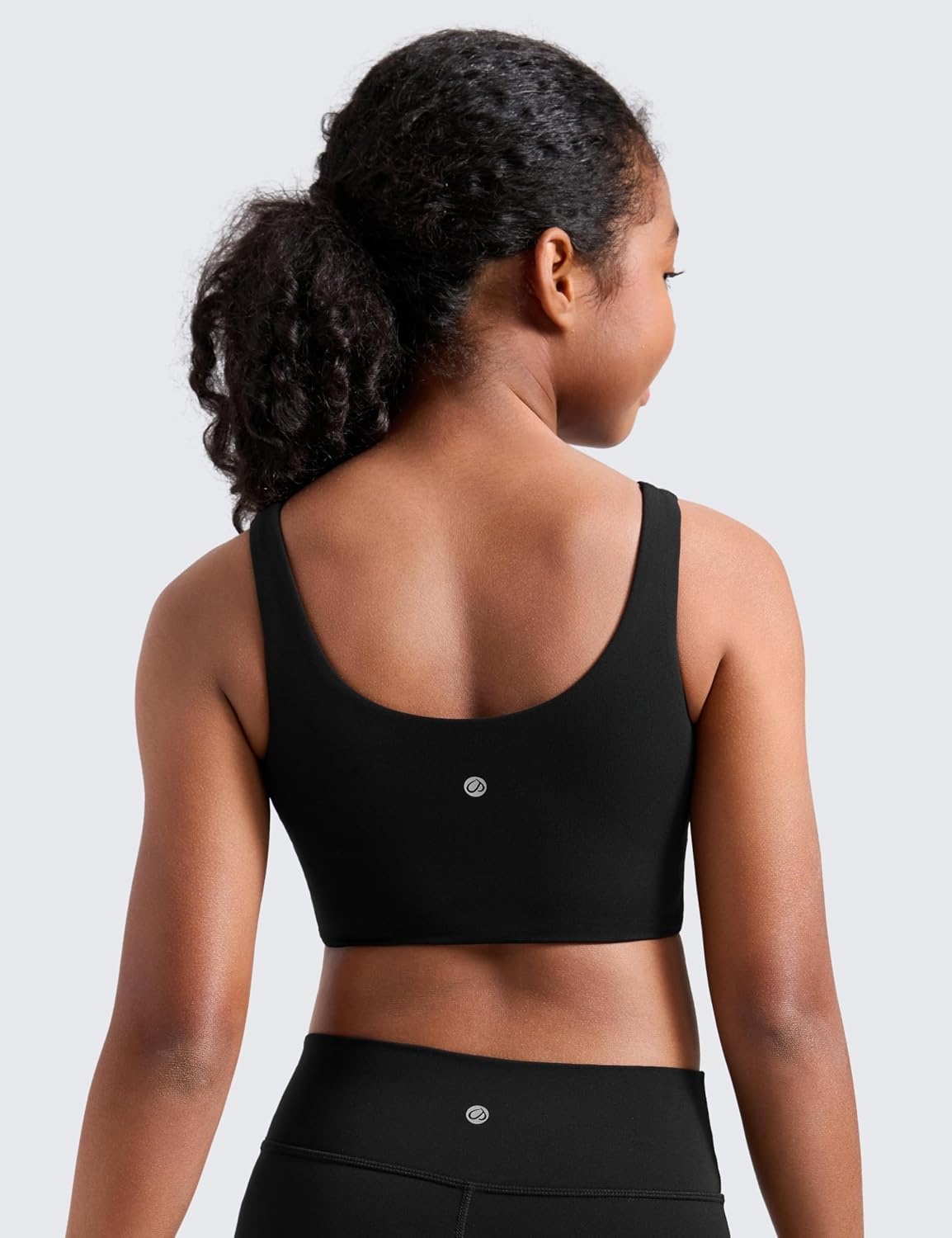 image:imageCRZ YOGA Girls Butterluxe Longline Sports Bra Yoga Athletic Casual Tops Scoop Neck U Back Padded Kids TeenBlack