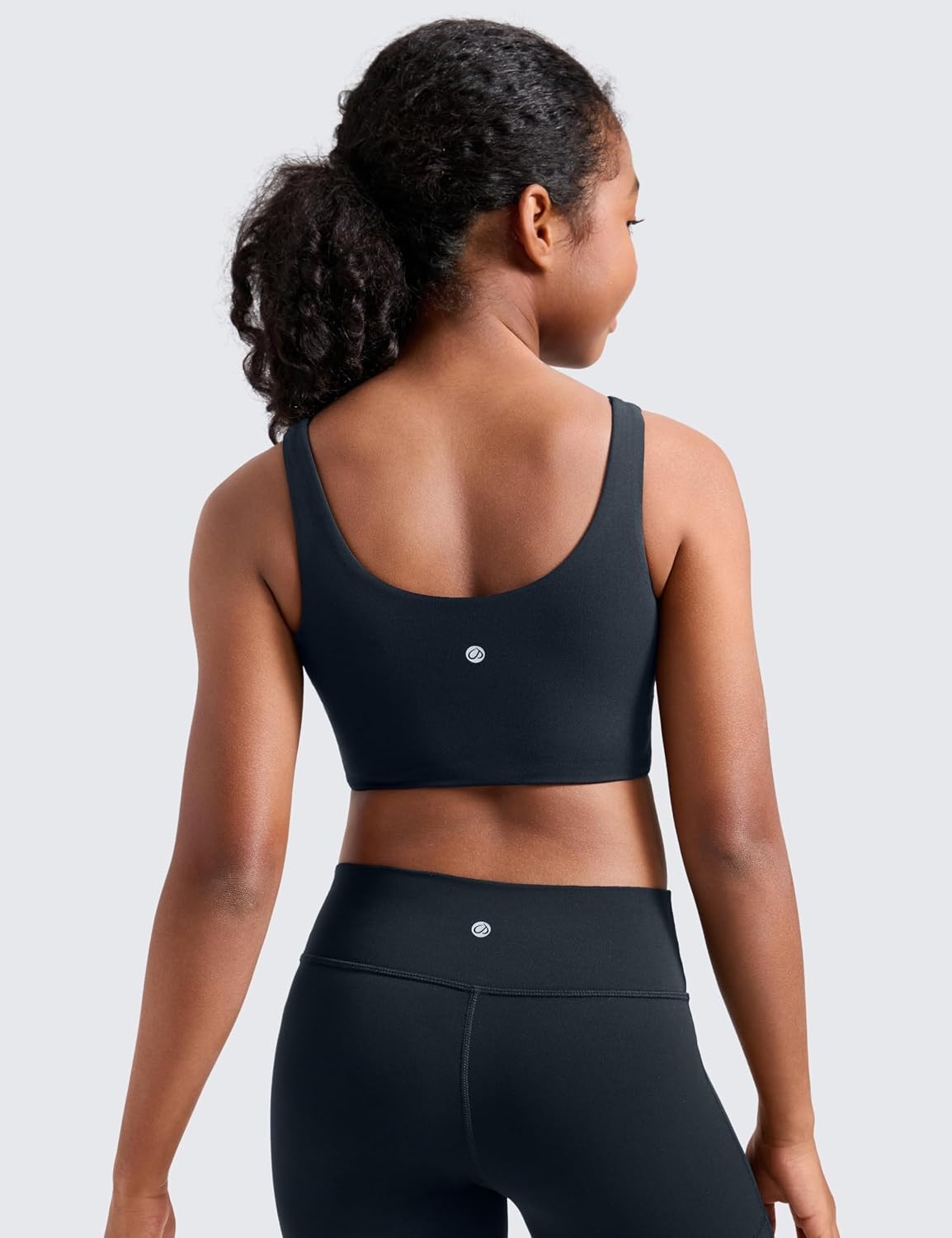 image:imageCRZ YOGA Girls Butterluxe Longline Sports Bra Yoga Athletic Casual Tops Scoop Neck U Back Padded Kids TeenTrue Navy