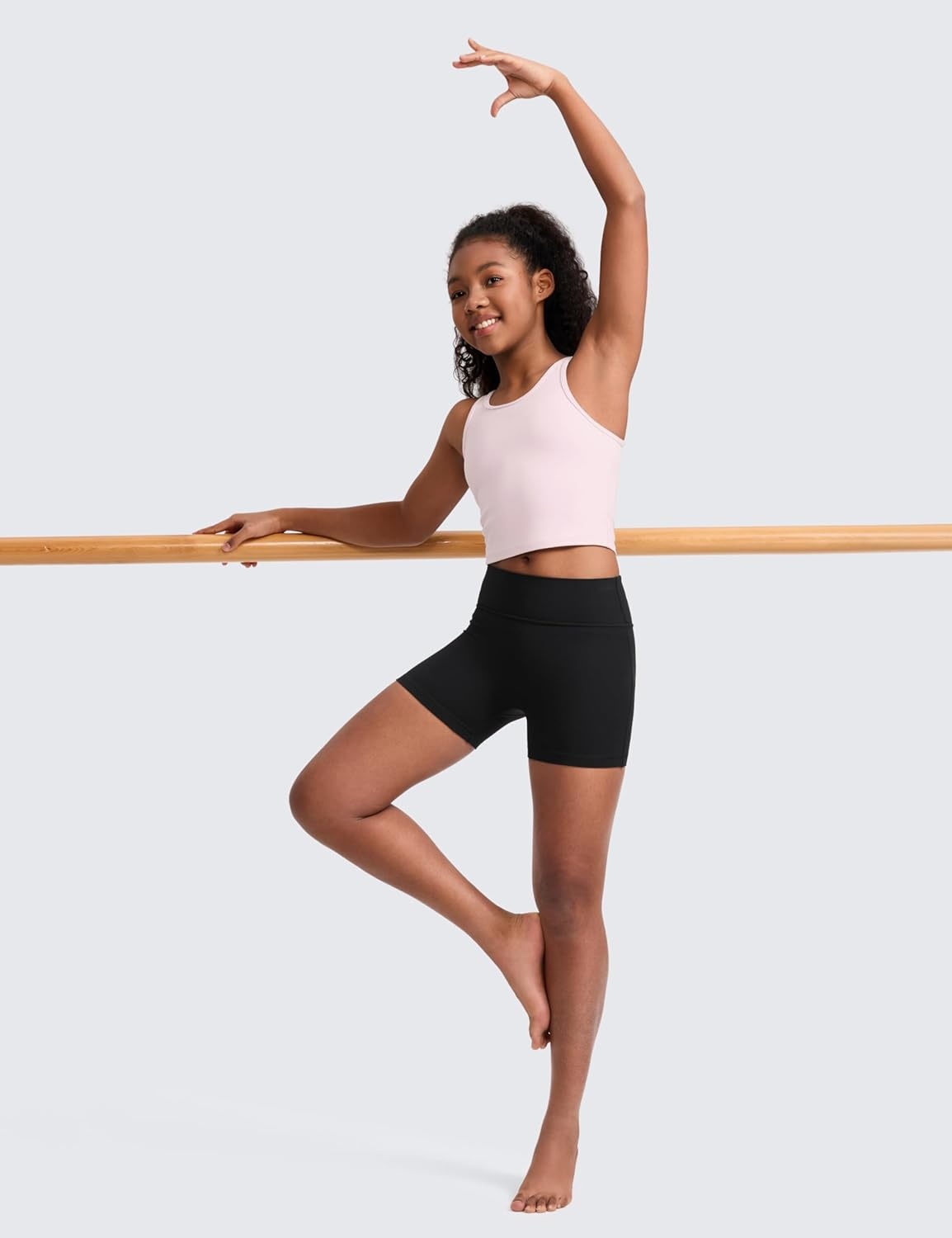 image:imageCRZ YOGA Girls Butterluxe No Front Seam Athletic Biker Shorts Dance Casual Yoga Kids Teen SummerBlack