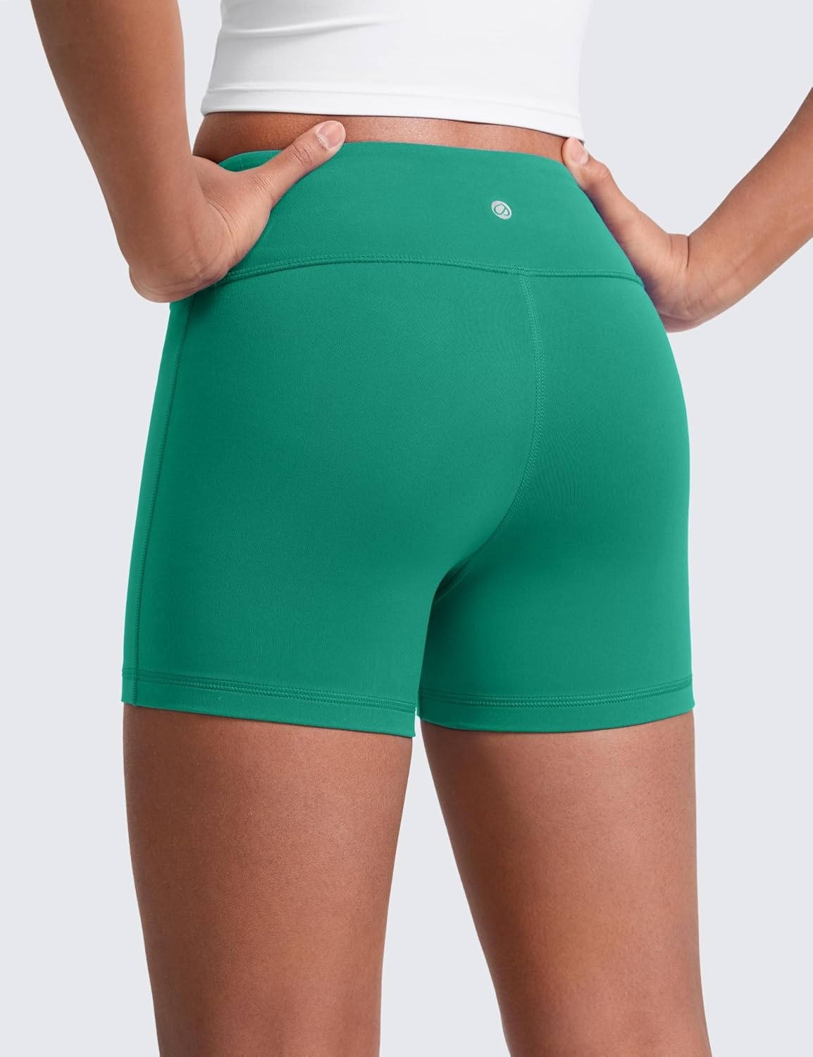image:imageCRZ YOGA Girls Butterluxe No Front Seam Athletic Biker Shorts Dance Casual Yoga Kids Teen SummerCascadia Green