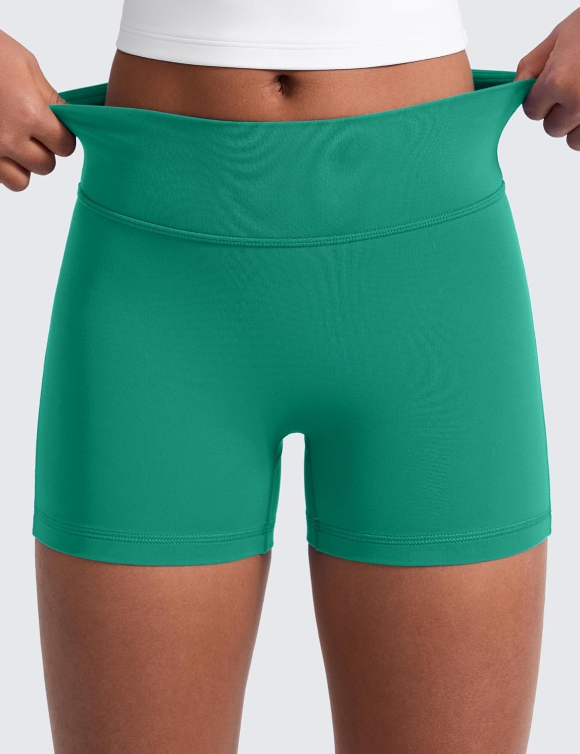 image:imageCRZ YOGA Girls Butterluxe No Front Seam Athletic Biker Shorts Dance Casual Yoga Kids Teen SummerCascadia Green