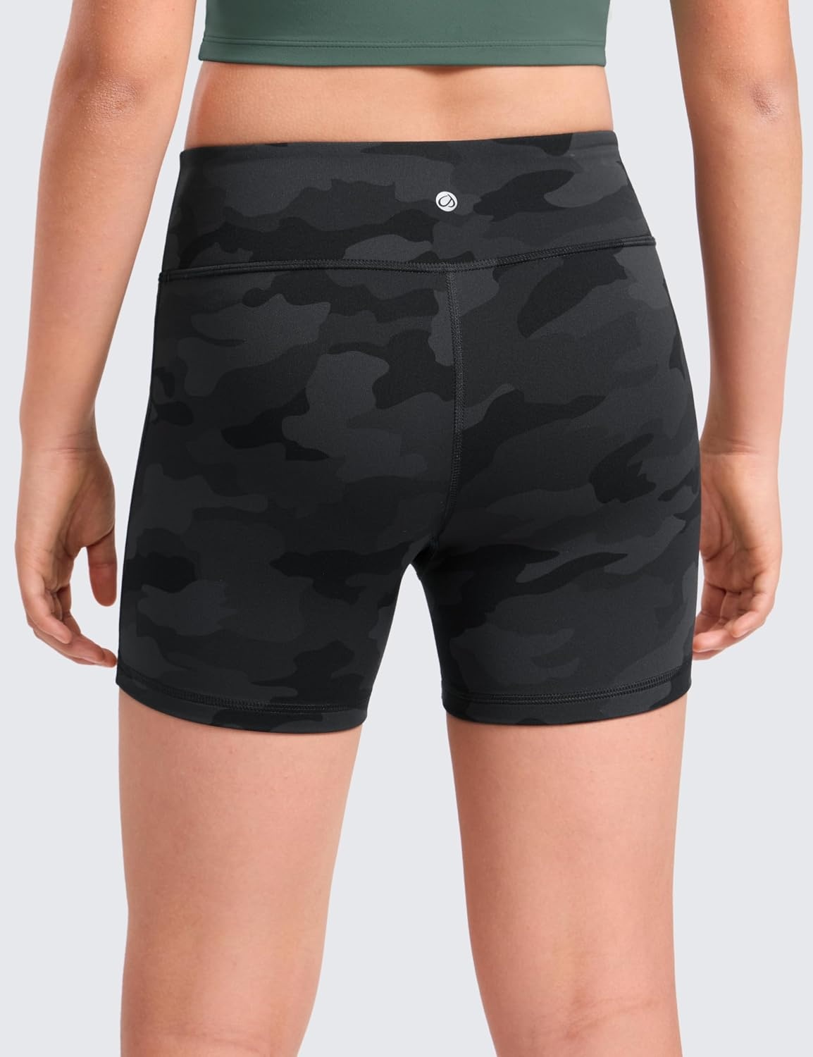 image:imageCRZ YOGA Girls Butterluxe No Front Seam Athletic Biker Shorts Dance Casual Yoga Kids Teen SummerDark Grey Camouflage 2