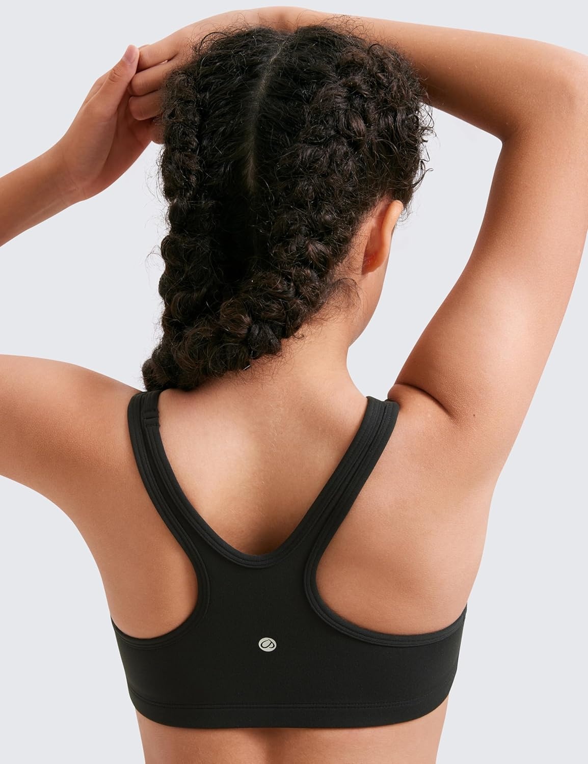 image:imageCRZ YOGA Girls Butterluxe Racerback Sports Bra Yoga Athletic Casual Tops Scoop Neck Padded Crop Kids TeenBlack