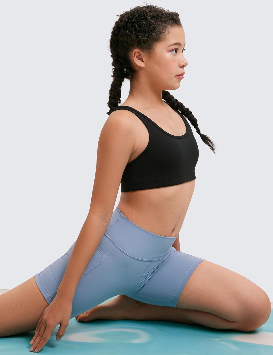 image:imageCRZ YOGA Girls Butterluxe Racerback Sports Bra Yoga Athletic Casual Tops Scoop Neck Padded Crop Kids TeenBlack