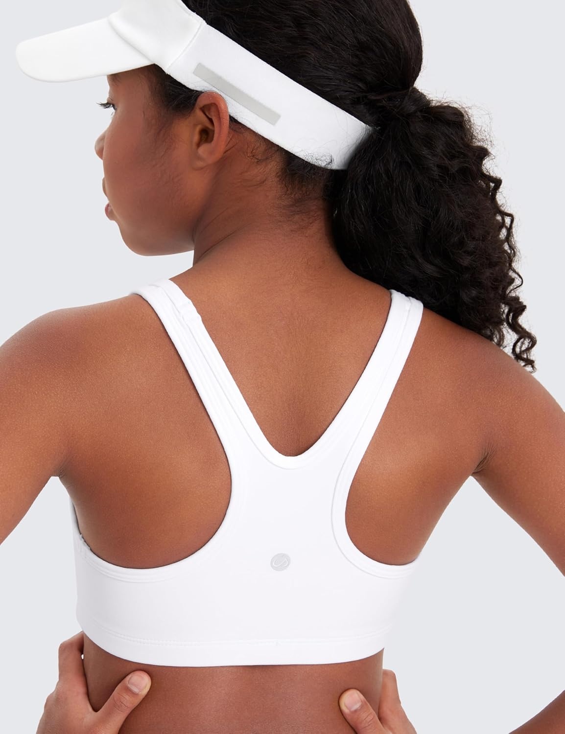 image:imageCRZ YOGA Girls Butterluxe Racerback Sports Bra Yoga Athletic Casual Tops Scoop Neck Padded Crop Kids TeenWhite