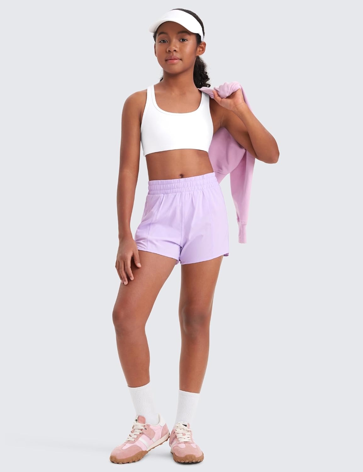 image:imageCRZ YOGA Girls Butterluxe Racerback Sports Bra Yoga Athletic Casual Tops Scoop Neck Padded Crop Kids TeenWhite