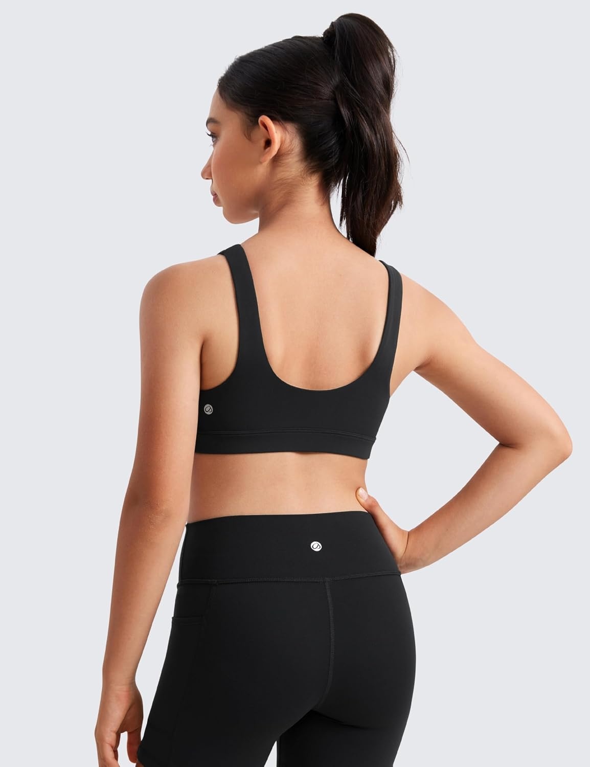 image:imageCRZ YOGA Girls Butterluxe U Back Sports Bra Yoga Athletic Casual Tops Scoop Neck Padded Crop Kids TeenBlack