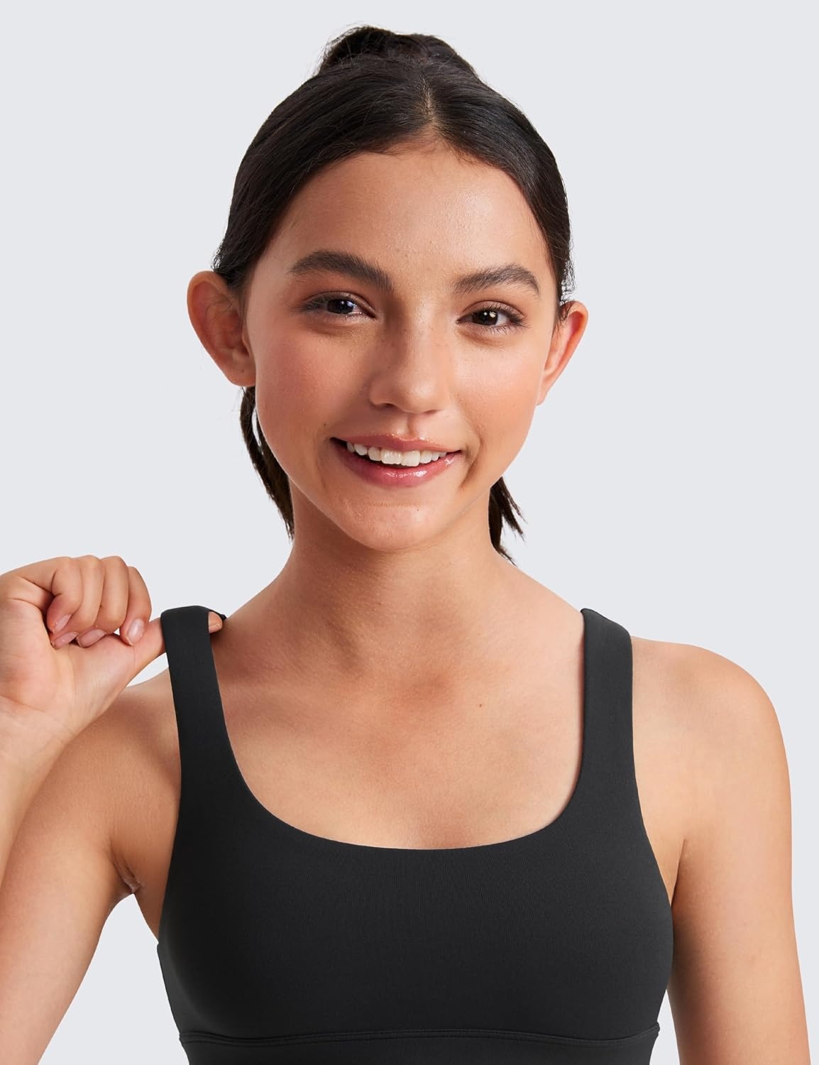 image:imageCRZ YOGA Girls Butterluxe U Back Sports Bra Yoga Athletic Casual Tops Scoop Neck Padded Crop Kids TeenBlack