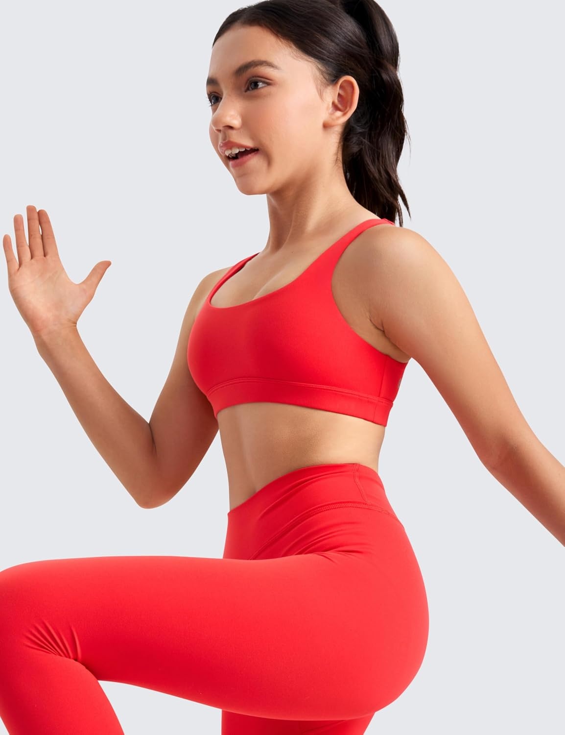 image:imageCRZ YOGA Girls Butterluxe U Back Sports Bra Yoga Athletic Casual Tops Scoop Neck Padded Crop Kids TeenDeep Red