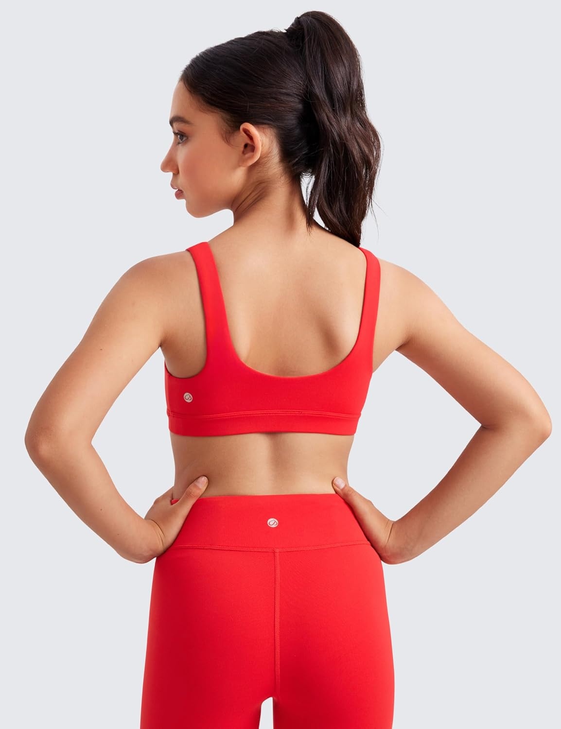 image:imageCRZ YOGA Girls Butterluxe U Back Sports Bra Yoga Athletic Casual Tops Scoop Neck Padded Crop Kids TeenDeep Red