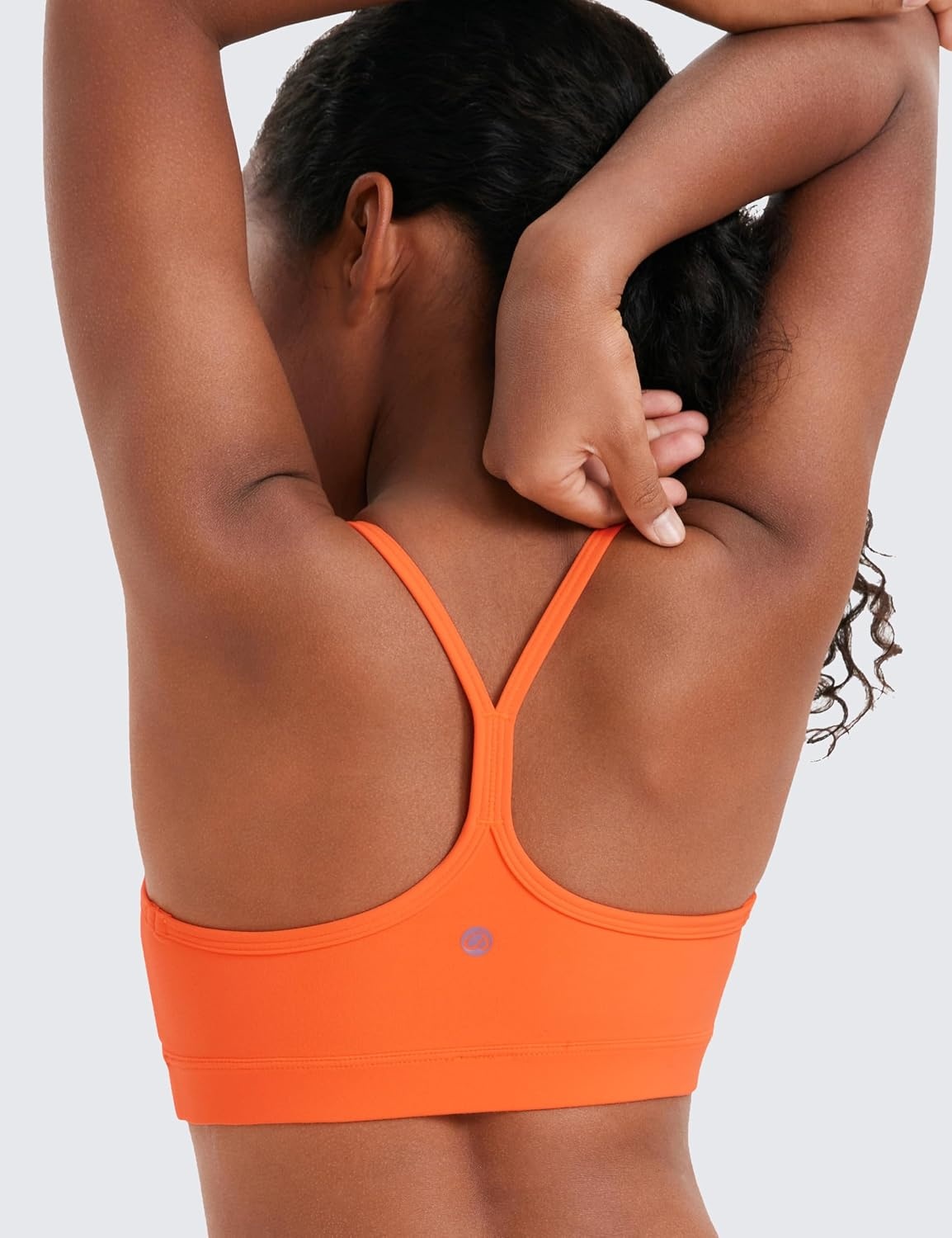 image:imageCRZ YOGA Girls Butterluxe Y Back Sports Bra Yoga Athletic Casual Tops Scoop Neck Spaghetti Strap Padded Crop Kids TeenNeon Orange