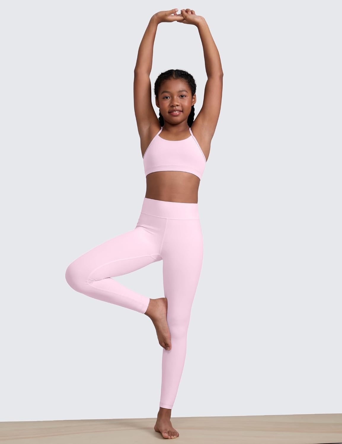 image:imageCRZ YOGA Girls Butterluxe Y Back Sports Bra Yoga Athletic Casual Tops Scoop Neck Spaghetti Strap Padded Crop Kids TeenPink Peony