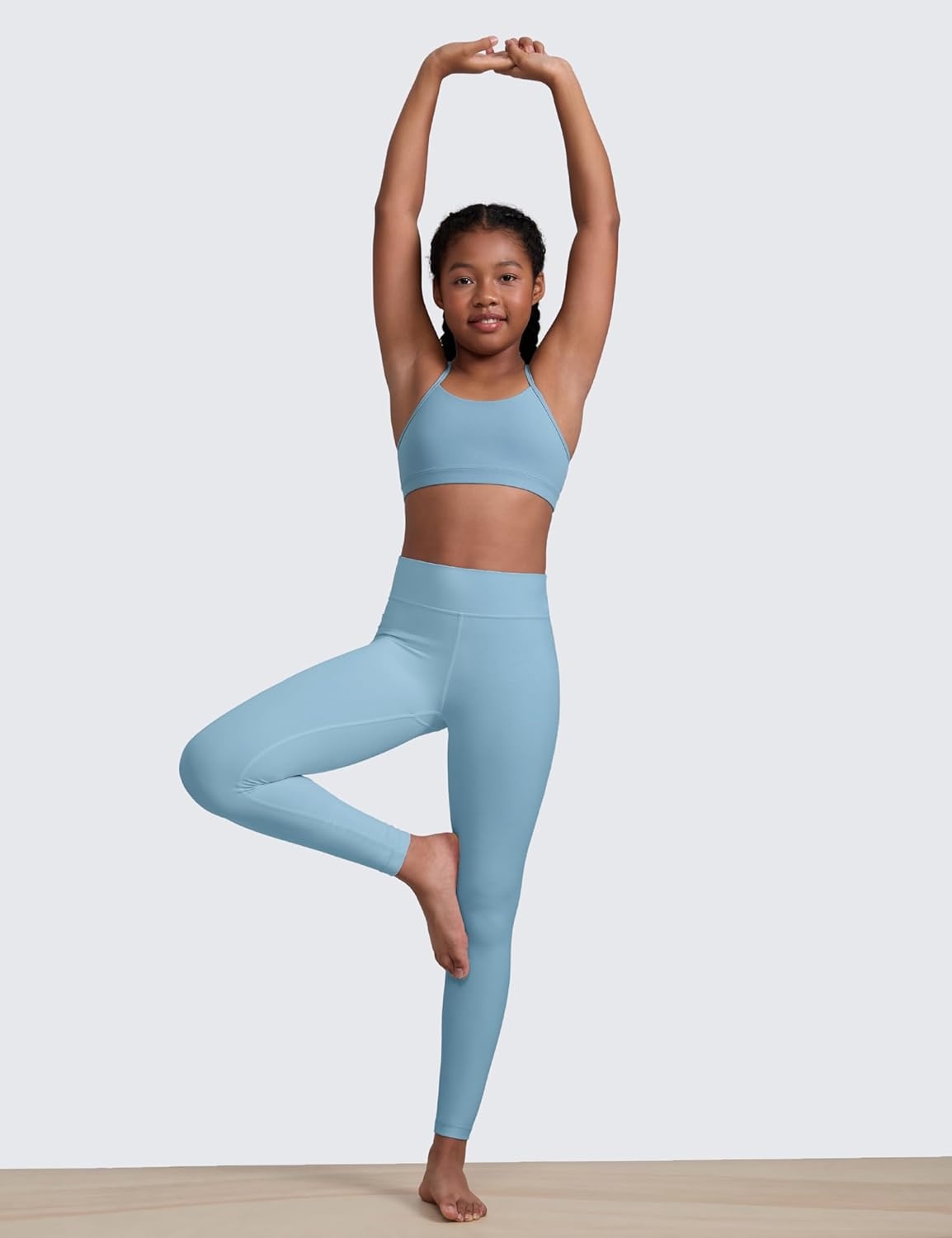 image:imageCRZ YOGA Girls Butterluxe Y Back Sports Bra Yoga Athletic Casual Tops Scoop Neck Spaghetti Strap Padded Crop Kids TeenPure Blue