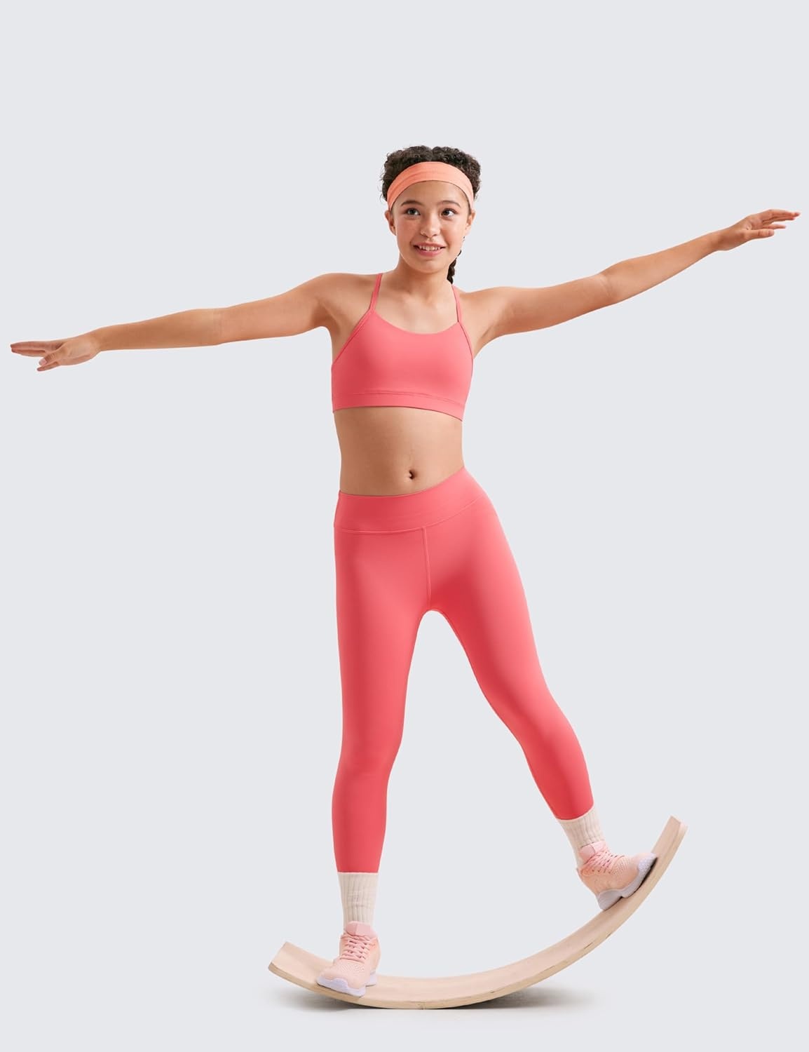 image:imageCRZ YOGA Girls Butterluxe Y Back Sports Bra Yoga Athletic Casual Tops Scoop Neck Spaghetti Strap Padded Crop Kids TeenRaspberry Sorbet