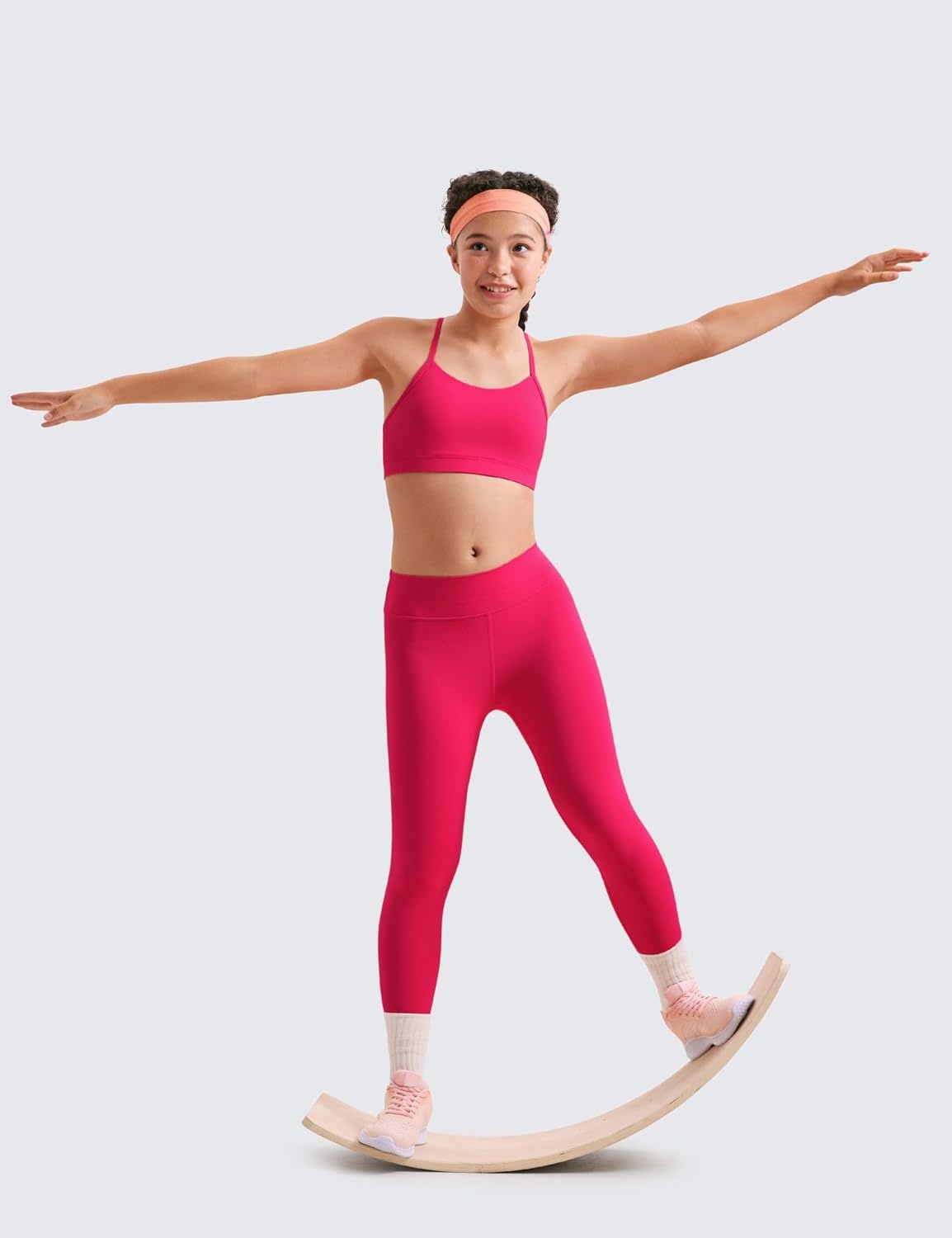 image:imageCRZ YOGA Girls Butterluxe Y Back Sports Bra Yoga Athletic Casual Tops Scoop Neck Spaghetti Strap Padded Crop Kids TeenViva Magenta