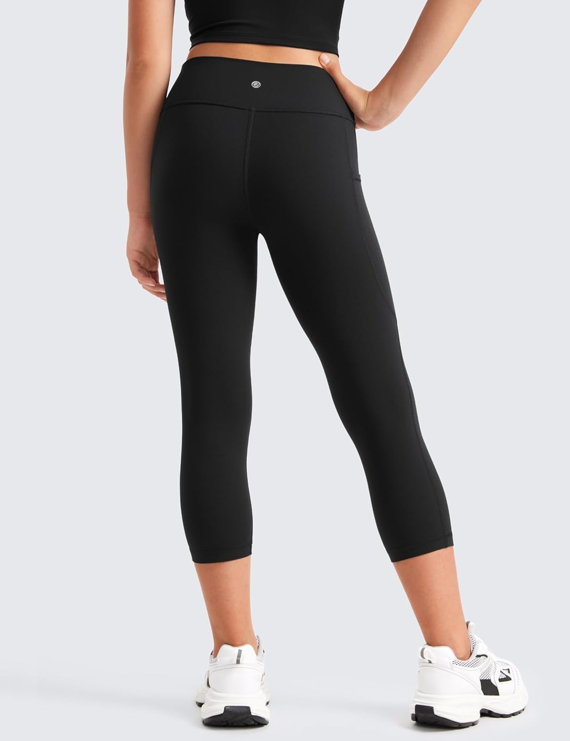 image:imageCRZ YOGA Girls Butterluxe Yoga Capri Leggings with Pockets Athletic Sports Casual Pants High Waist Tights Kids TeenBlack