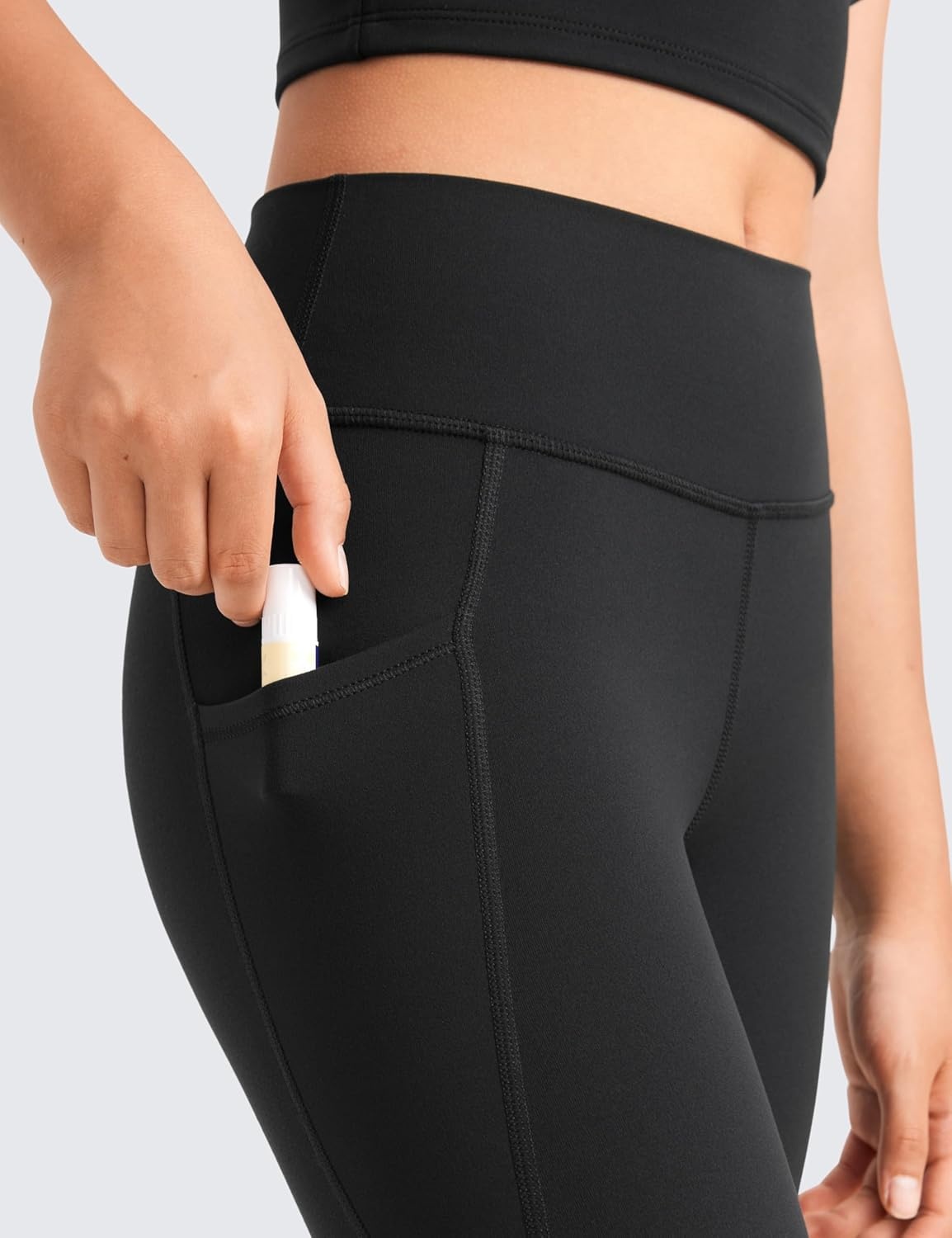 image:imageCRZ YOGA Girls Butterluxe Yoga Capri Leggings with Pockets Athletic Sports Casual Pants High Waist Tights Kids TeenBlack