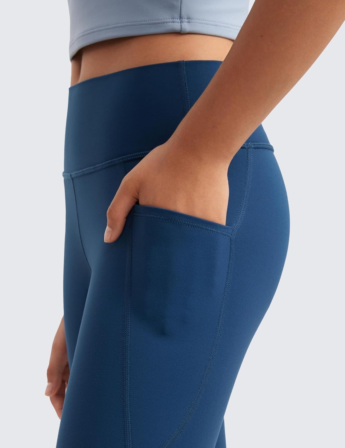 image:imageCRZ YOGA Girls Butterluxe Yoga Capri Leggings with Pockets Athletic Sports Casual Pants High Waist Tights Kids TeenFrench Navy