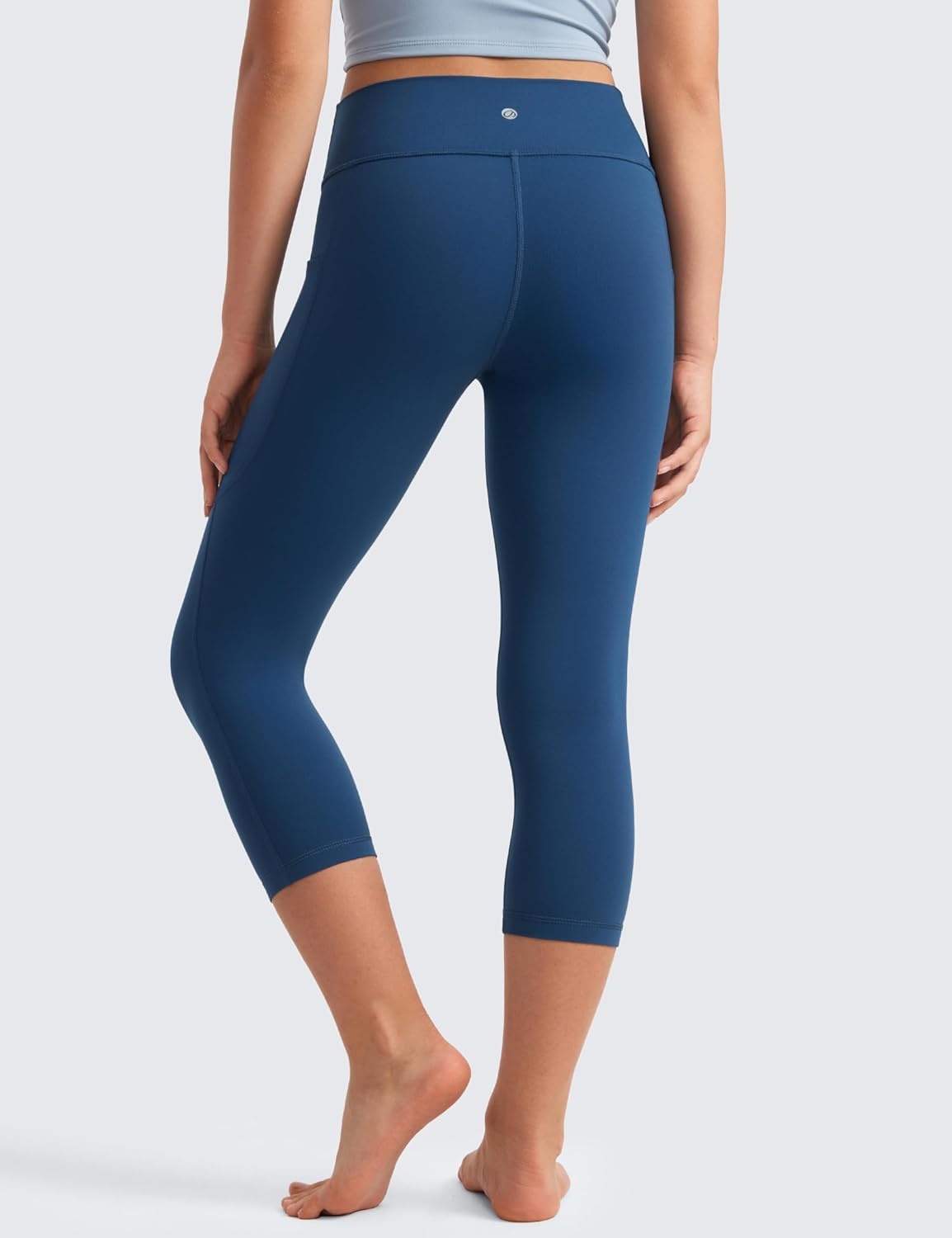 image:imageCRZ YOGA Girls Butterluxe Yoga Capri Leggings with Pockets Athletic Sports Casual Pants High Waist Tights Kids TeenFrench Navy