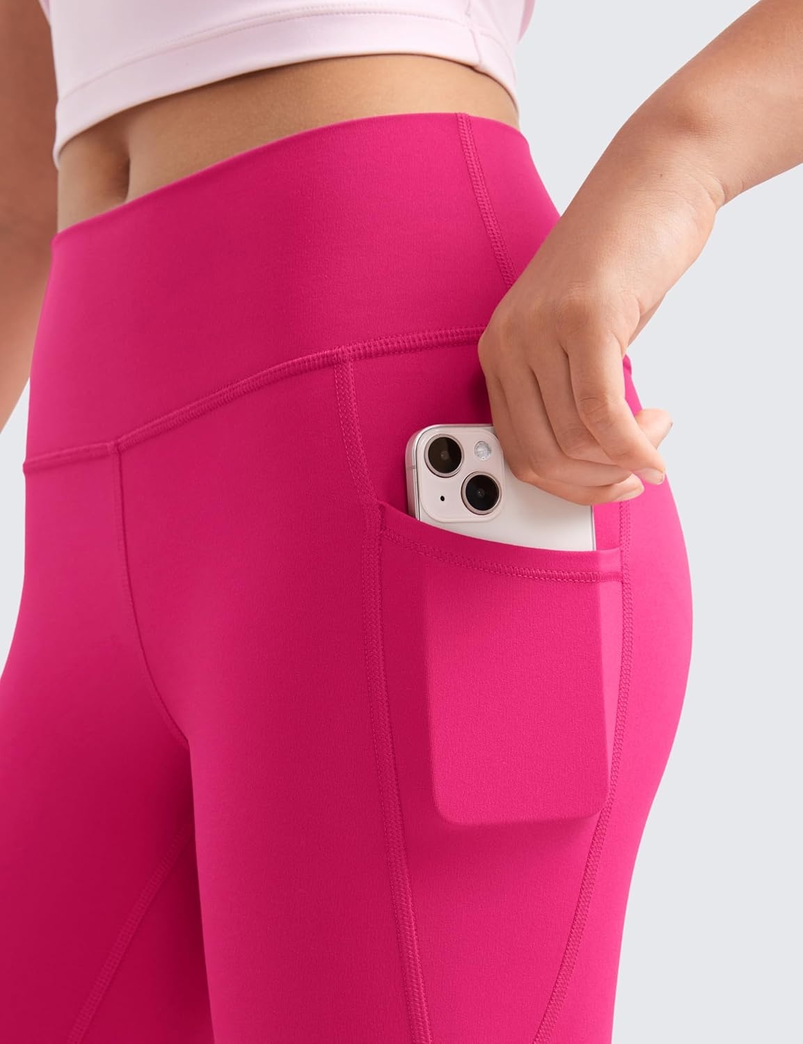 image:imageCRZ YOGA Girls Butterluxe Yoga Capri Leggings with Pockets Athletic Sports Casual Pants High Waist Tights Kids TeenGranita Pink