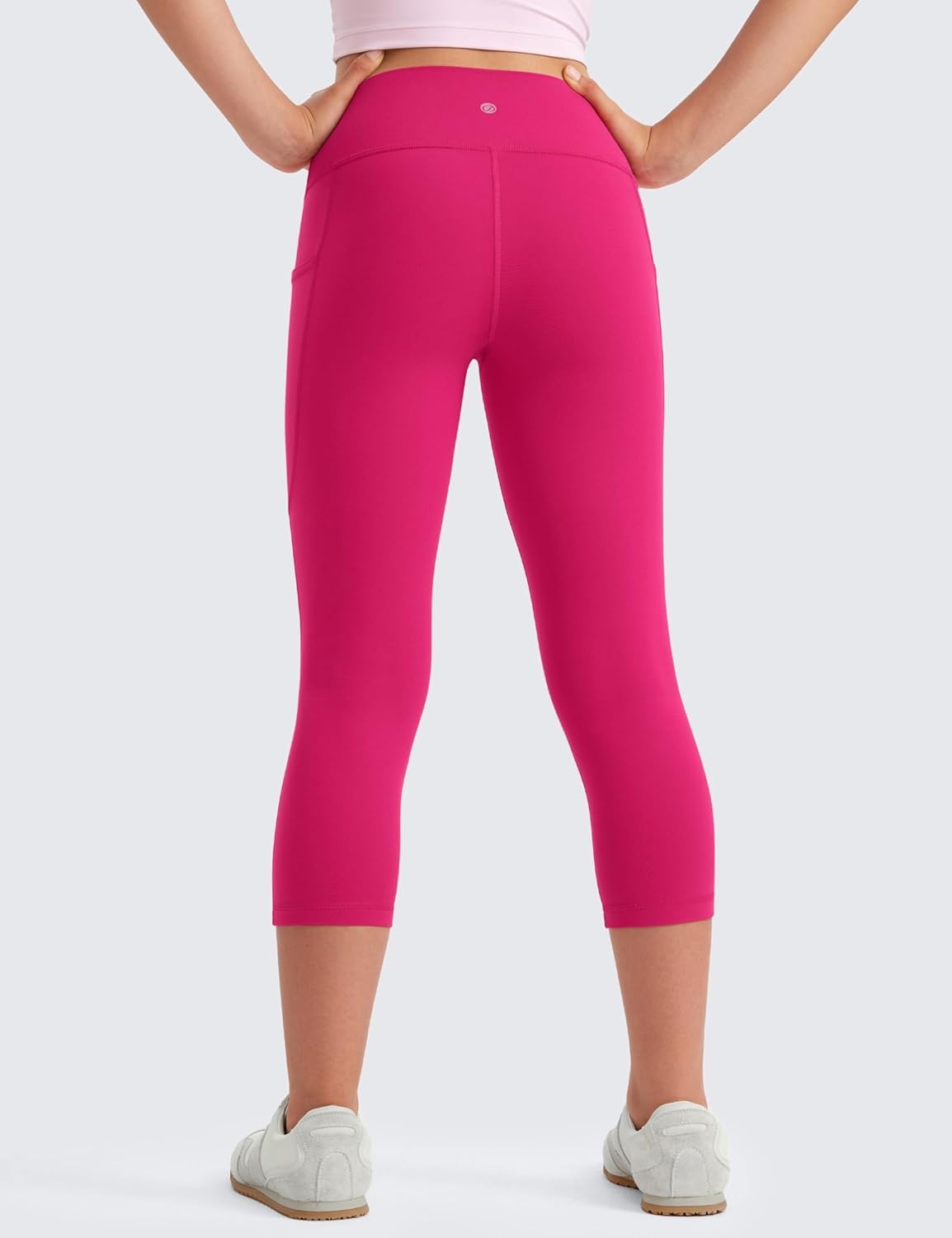 image:imageCRZ YOGA Girls Butterluxe Yoga Capri Leggings with Pockets Athletic Sports Casual Pants High Waist Tights Kids TeenGranita Pink