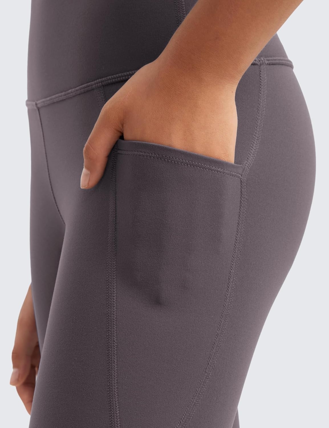 image:imageCRZ YOGA Girls Butterluxe Yoga Capri Leggings with Pockets Athletic Sports Casual Pants High Waist Tights Kids TeenTornado Grey