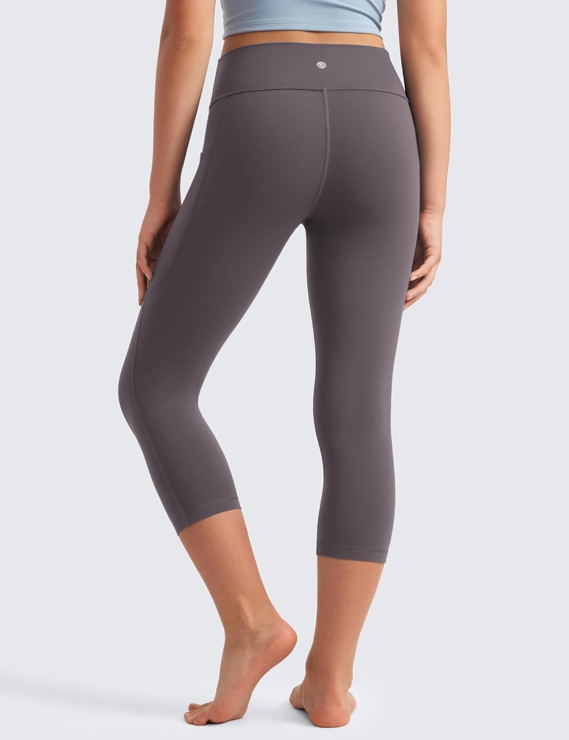 image:imageCRZ YOGA Girls Butterluxe Yoga Capri Leggings with Pockets Athletic Sports Casual Pants High Waist Tights Kids TeenTornado Grey
