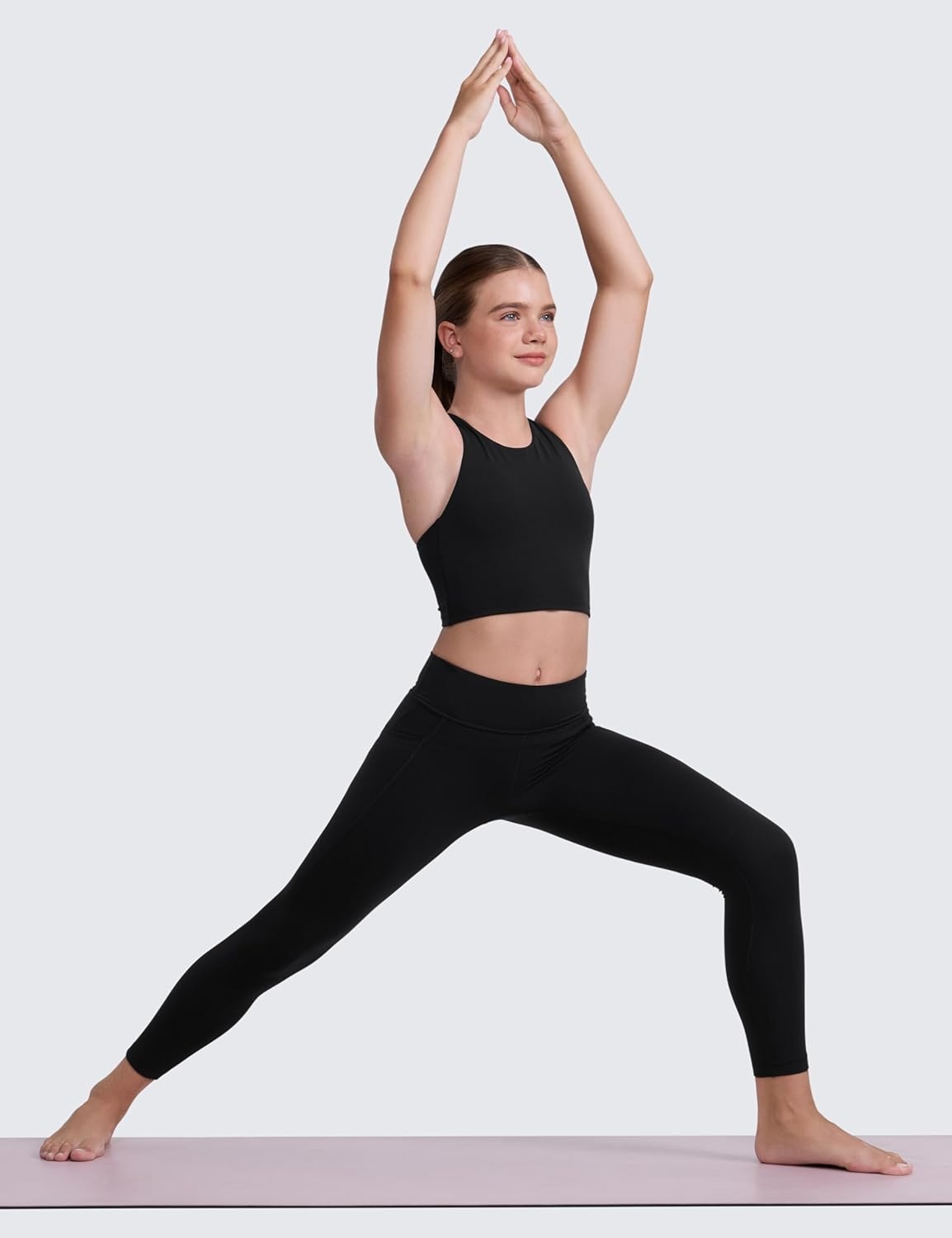 image:imageCRZ YOGA Girls Butterluxe Yoga Leggings with Pockets Athletic Sports Casual Pants High Waist Tights Kids TeenBlack