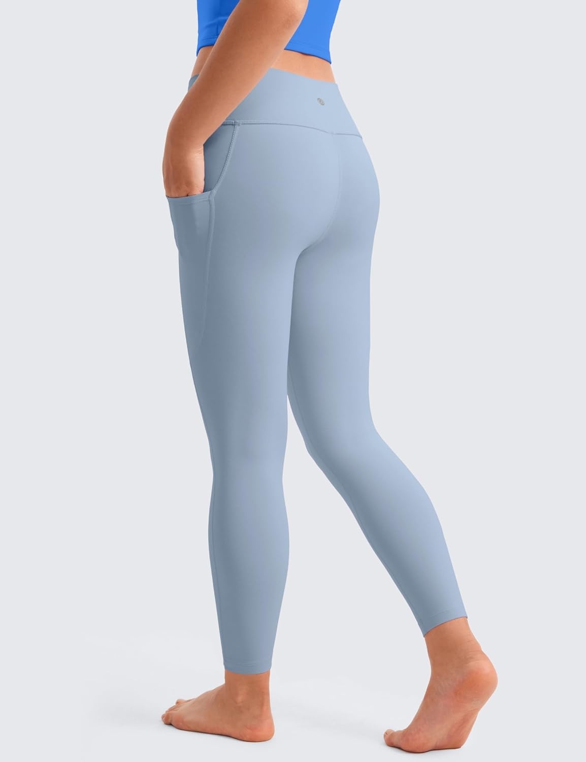 image:imageCRZ YOGA Girls Butterluxe Yoga Leggings with Pockets Athletic Sports Casual Pants High Waist Tights Kids TeenCambric Blue