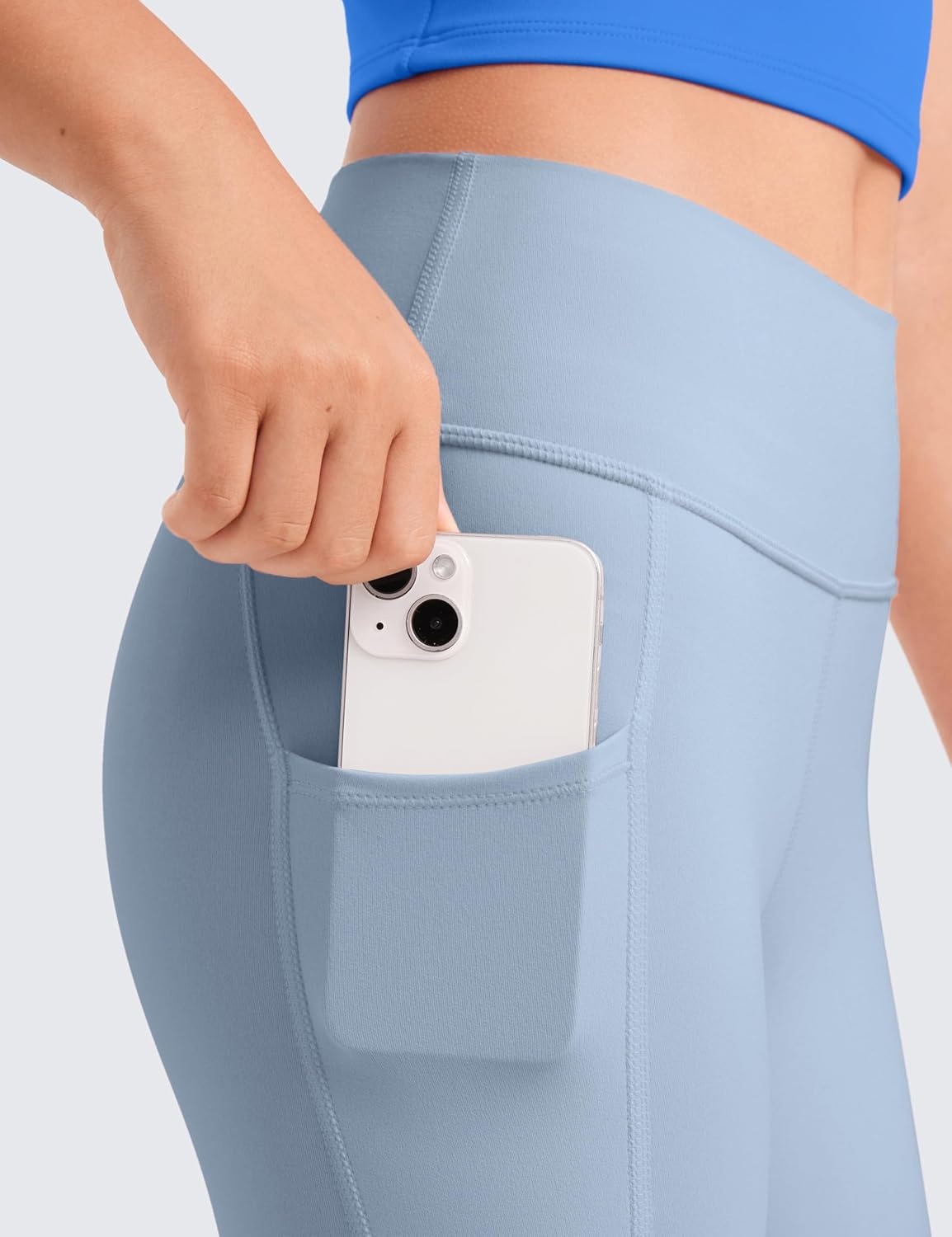 image:imageCRZ YOGA Girls Butterluxe Yoga Leggings with Pockets Athletic Sports Casual Pants High Waist Tights Kids TeenCambric Blue